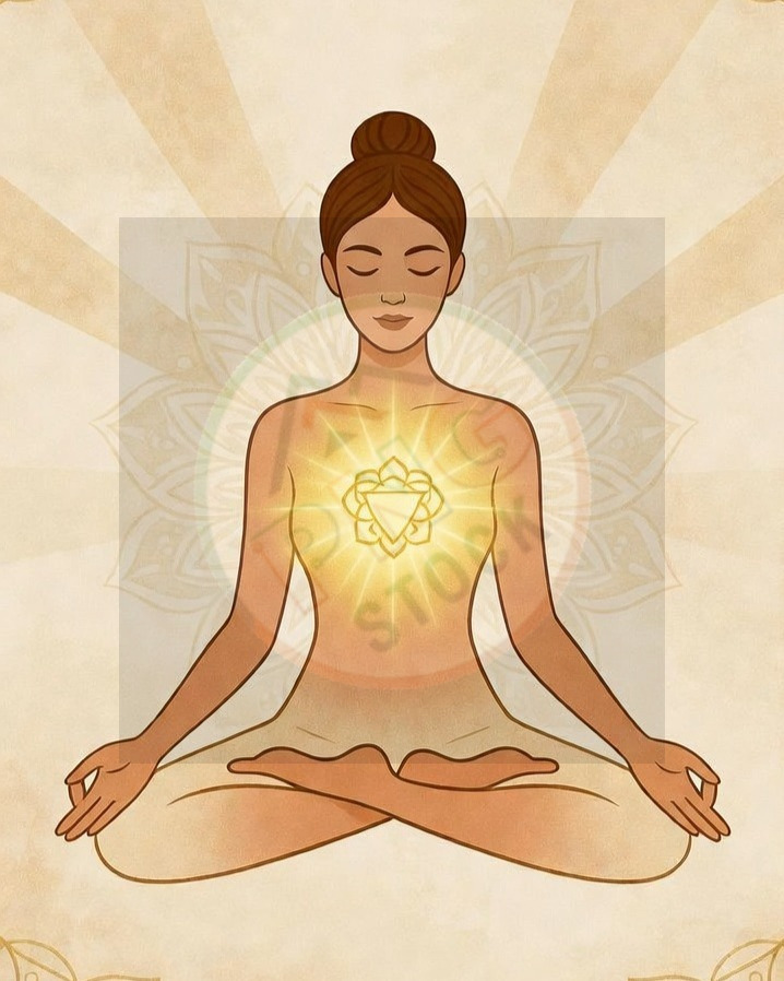 Minimal Spiritual Woman Meditation Lotus Pose with Golden Aura Light Glow - download (8) cropped