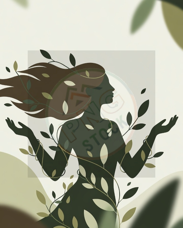 Female Silhouette Blended with Nature Leaves Vines Water Minimal Art - Female Silhouette Blended with Nature Leaves Vines Water Minimal Art (1)