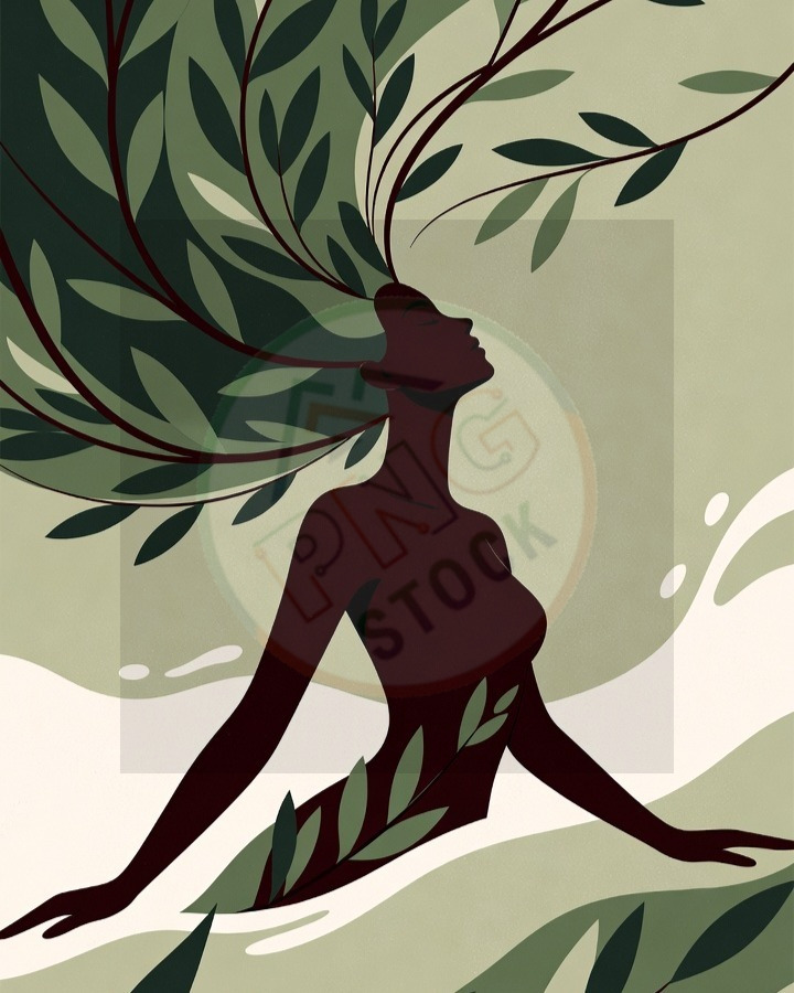 Female Silhouette Blended with Nature Leaves Vines Water Minimal Art - Female Silhouette Blended with Nature Leaves Vines Water Minimal Art (8)