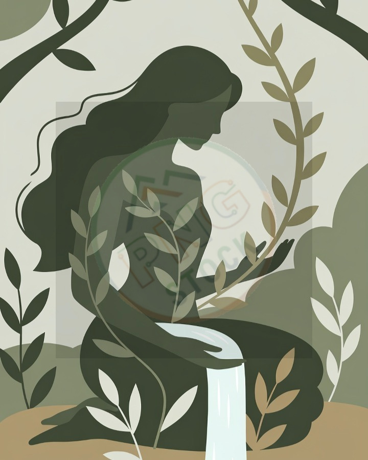 Female Silhouette Blended with Nature Leaves Vines Water Minimal Art - Female Silhouette Blended with Nature Leaves Vines Water Minimal Art (9)