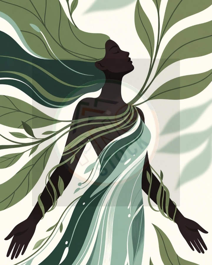 Female Silhouette Blended with Nature Leaves Vines Water Minimal Art - Female Silhouette Blended with Nature Leaves Vines Water Minimal Art (12)
