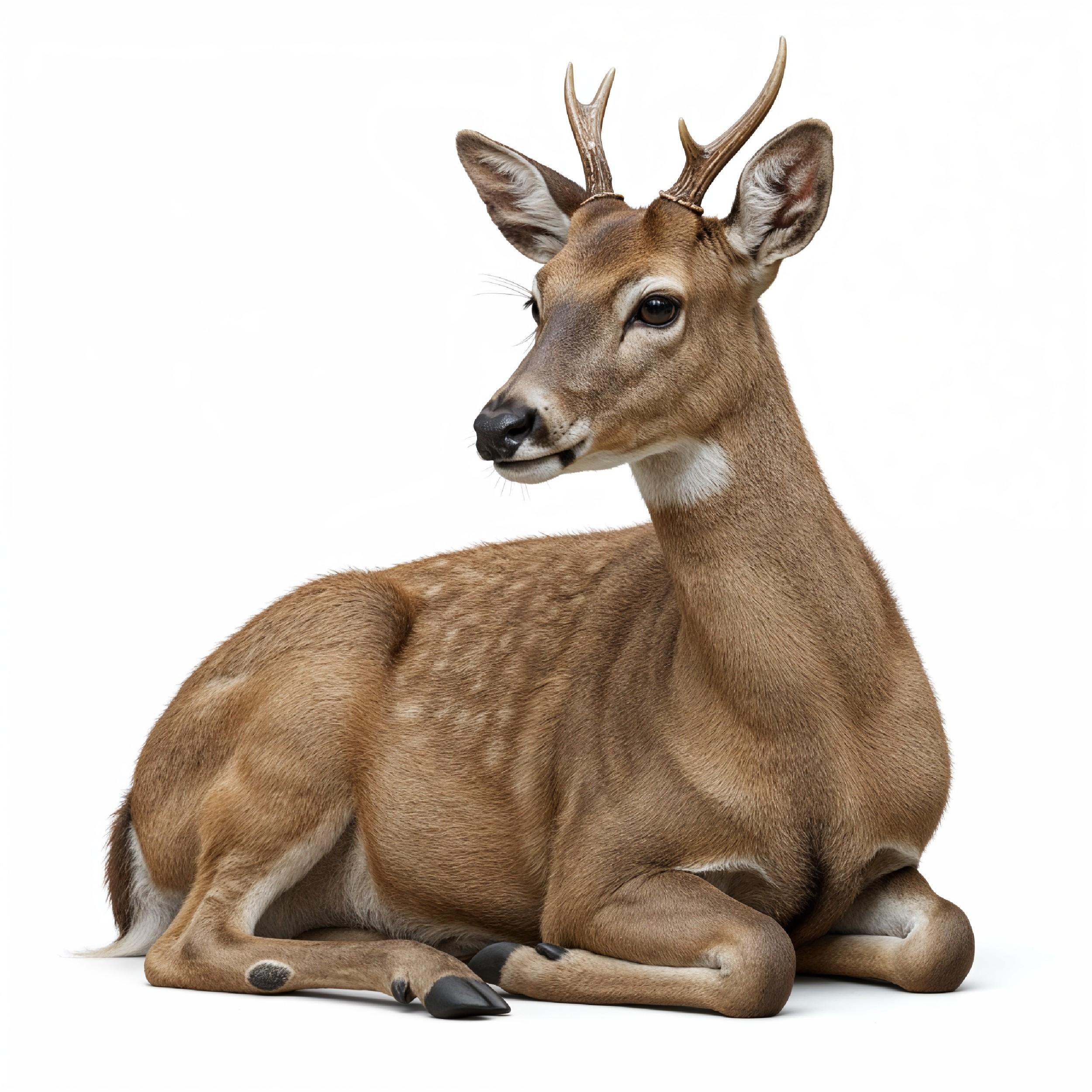 Deer Isolated on White Background Wildlife Animal Nature Portrait