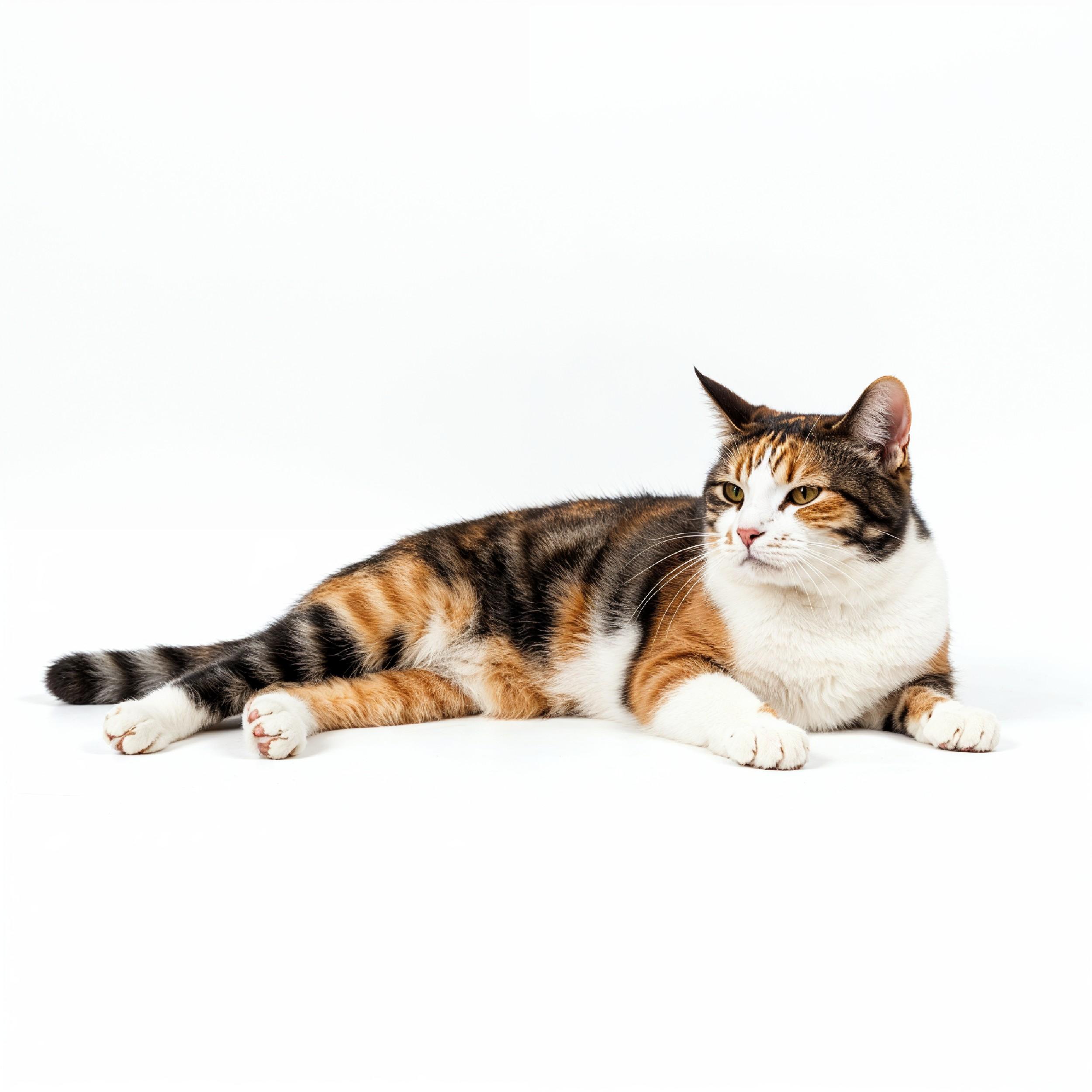 Domestic Cat Isolated on White Background Studio Portrait