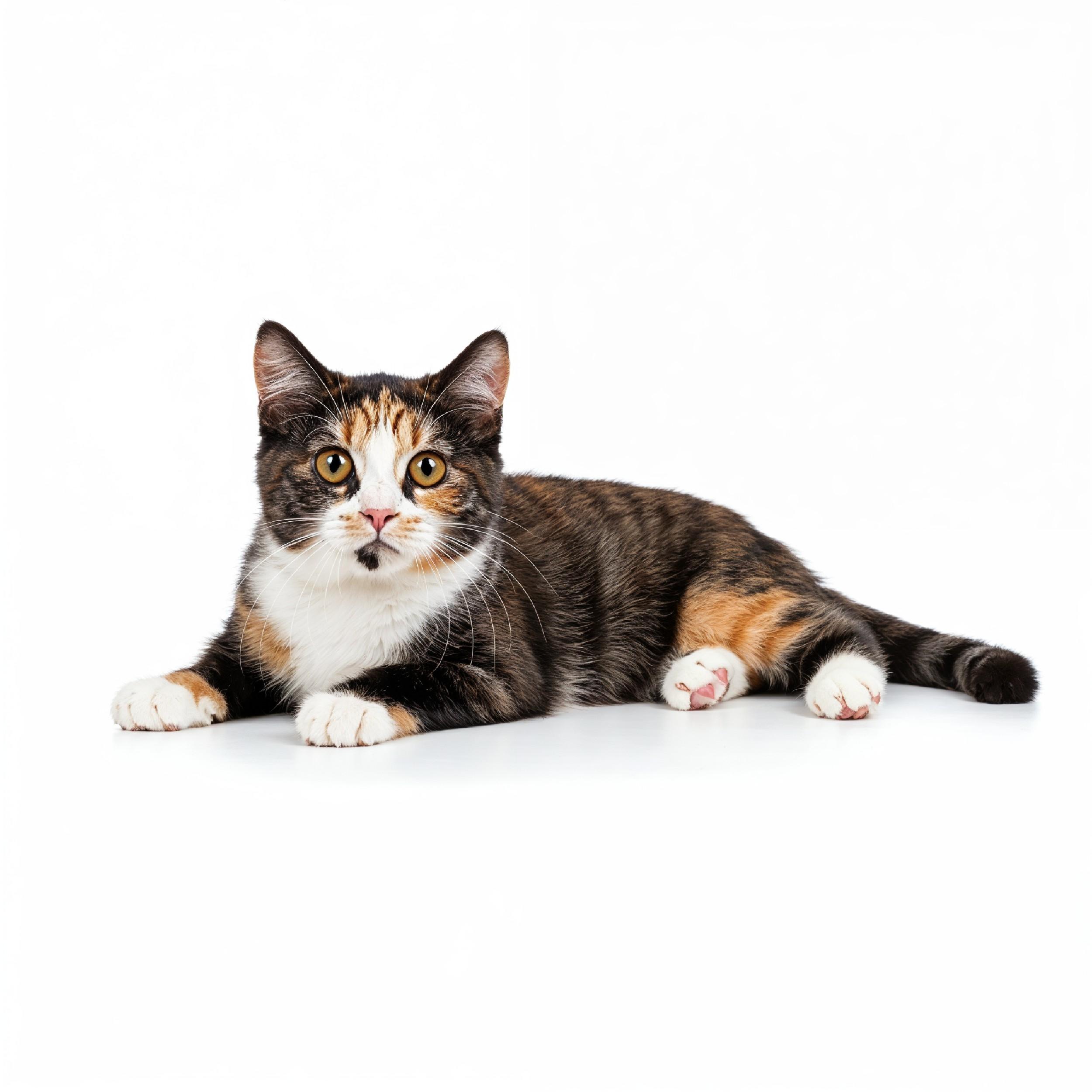 Domestic Cat Isolated on White Background Studio Portrait