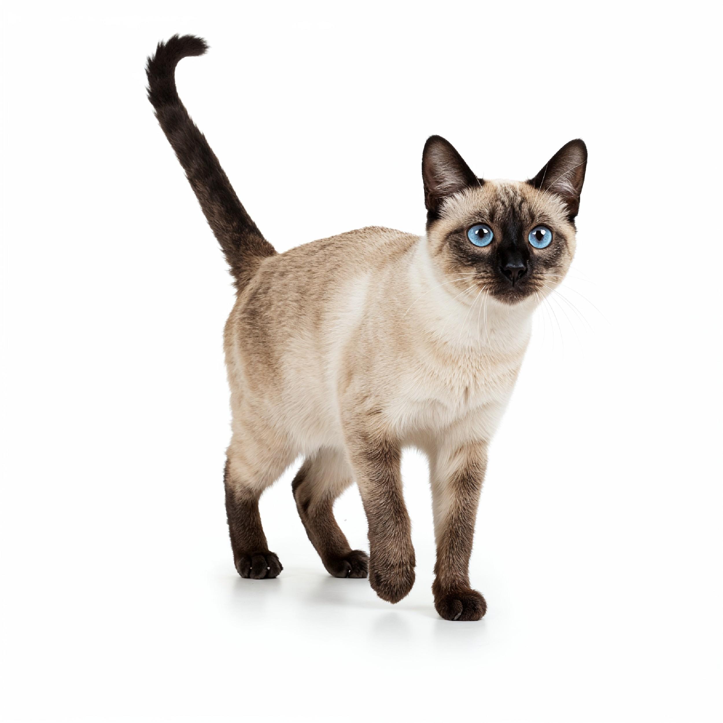 Domestic Cat Isolated on White Background Studio Portrait