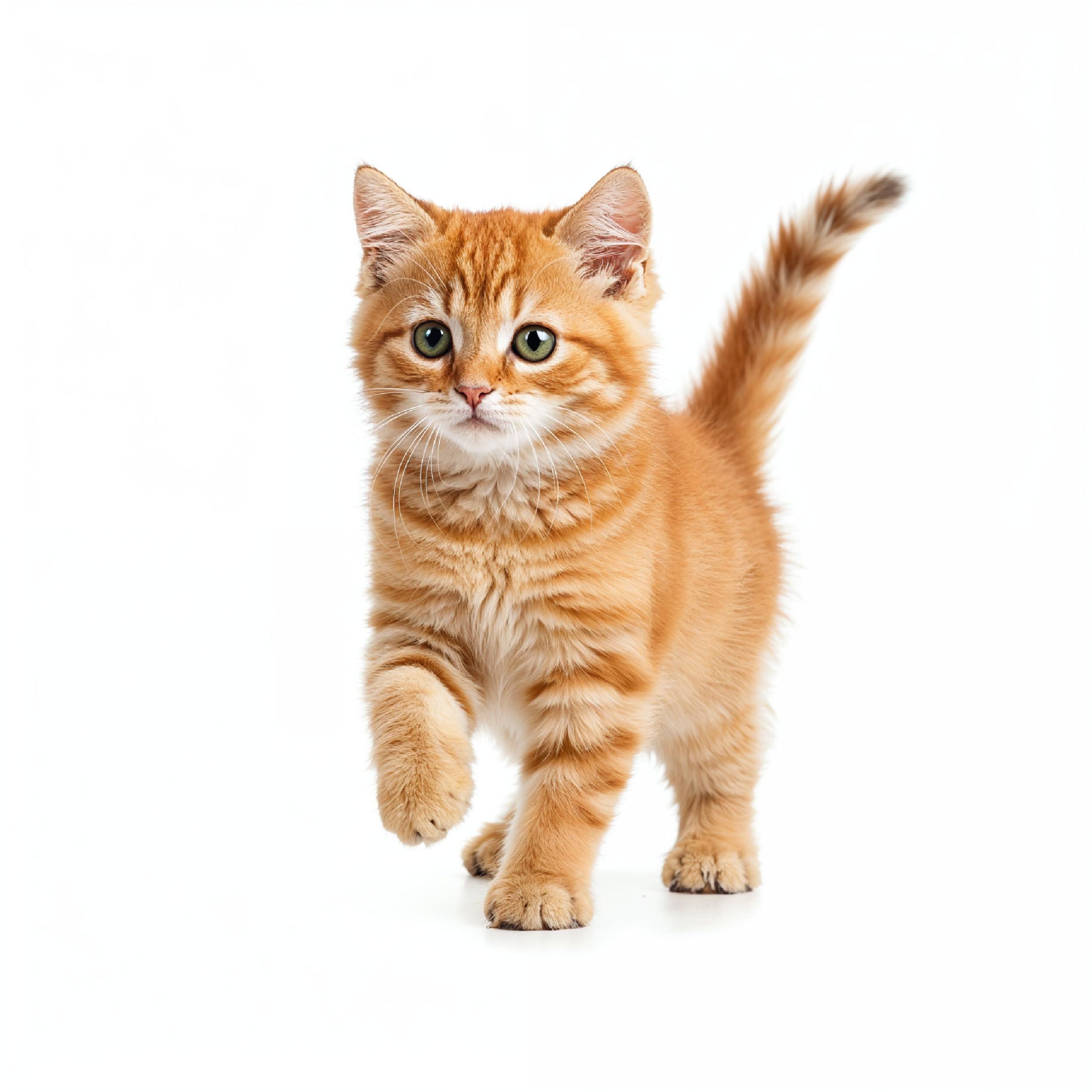 Domestic Cat Isolated on White Background Studio Portrait