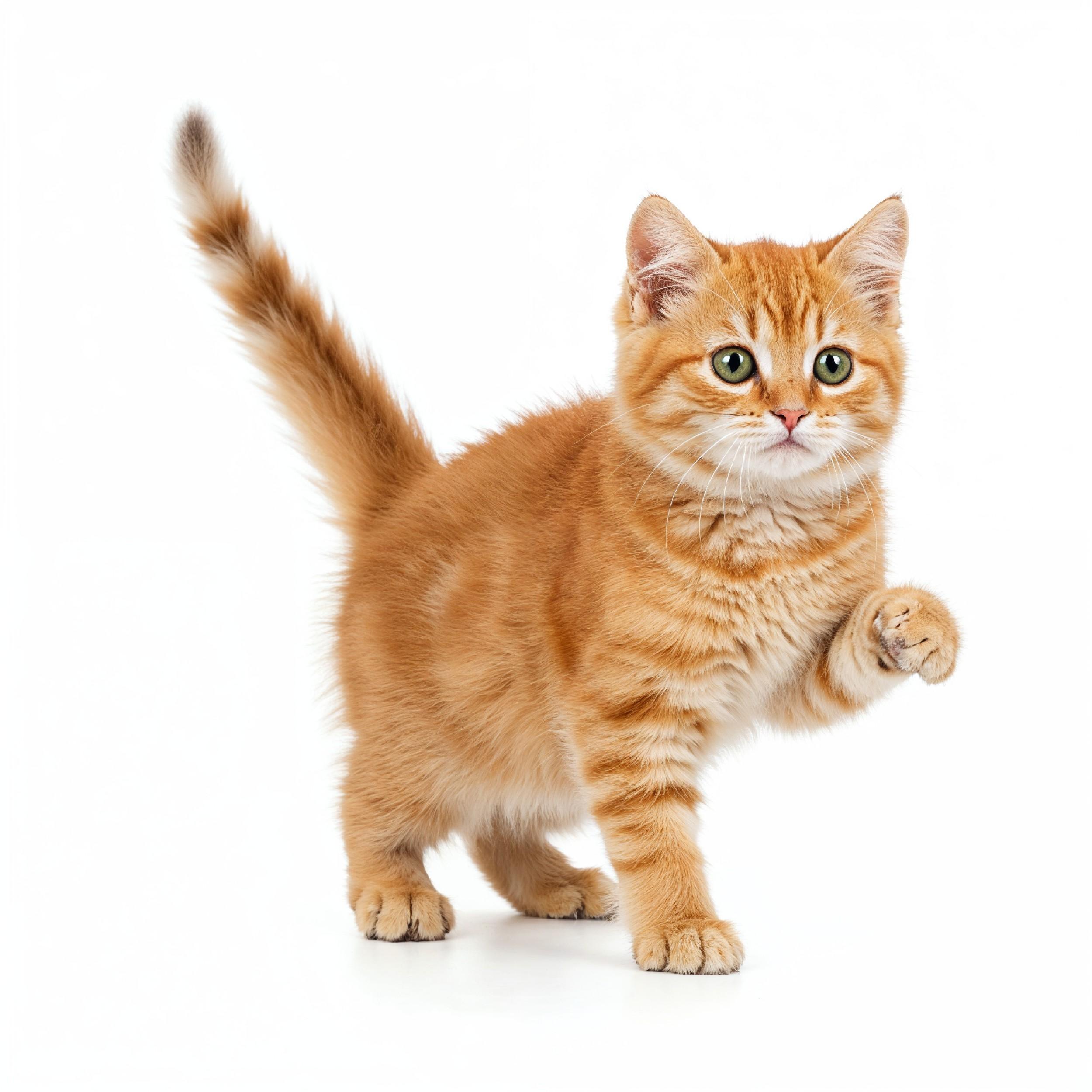 Domestic Cat Isolated on White Background Studio Portrait