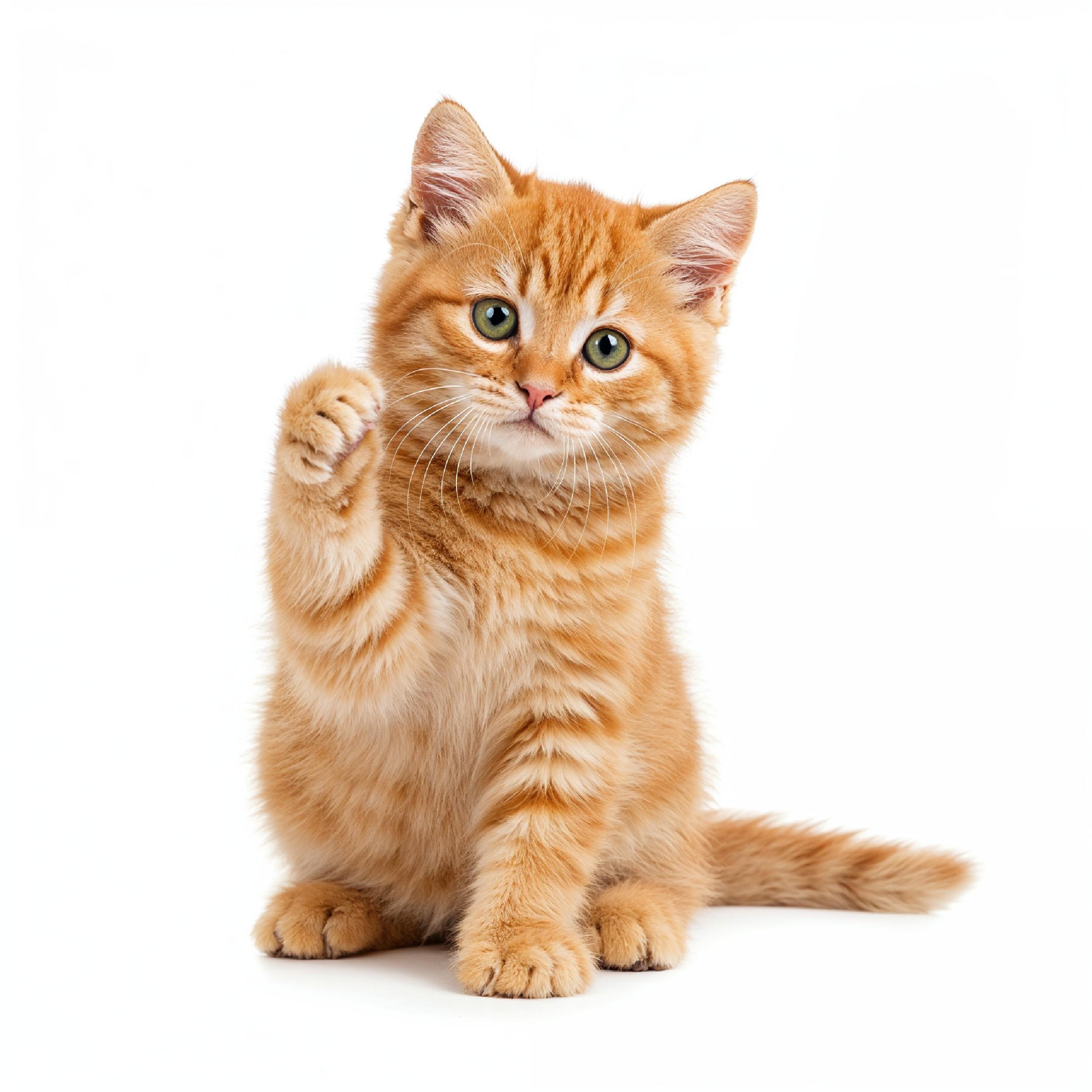 Domestic Cat Isolated on White Background Studio Portrait