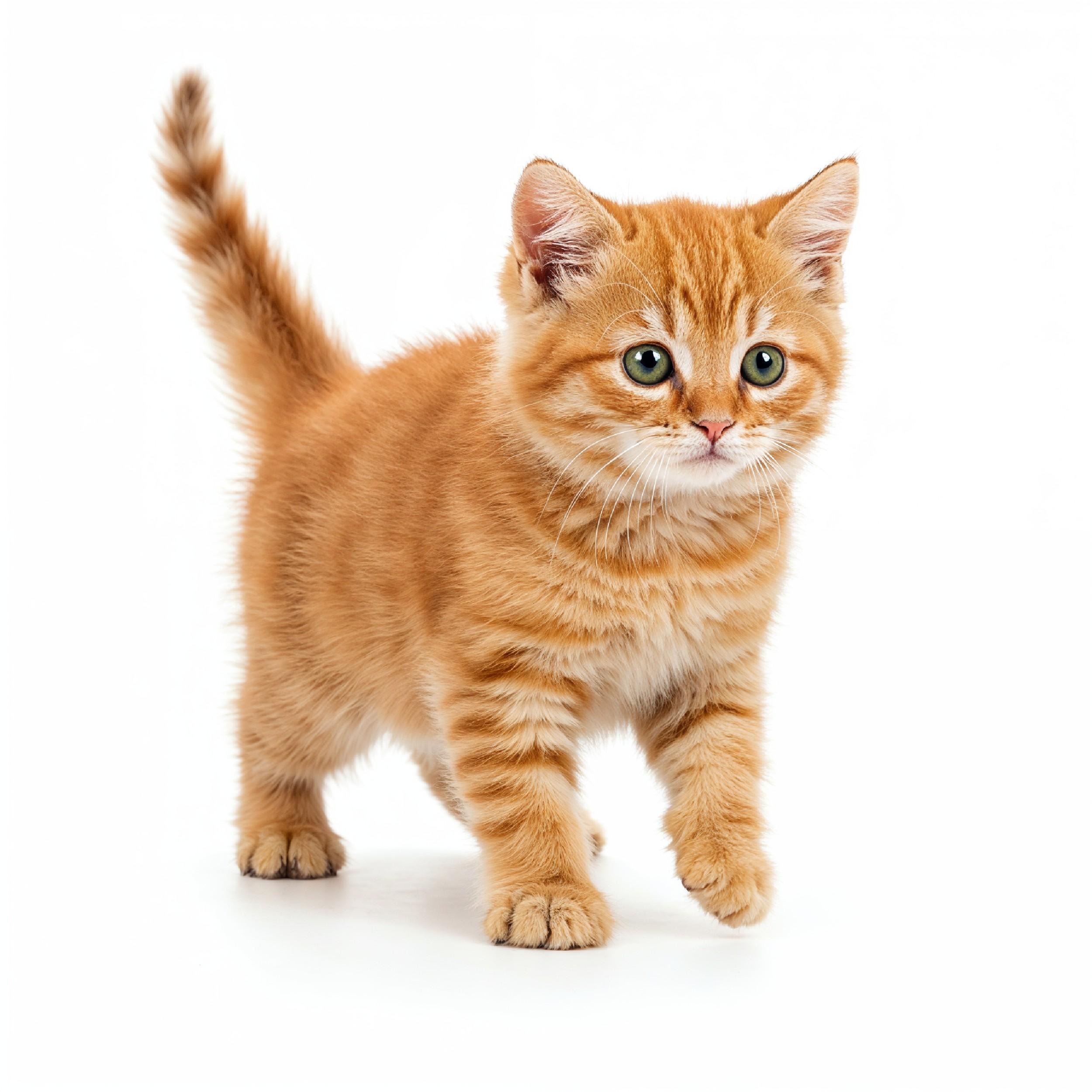 Domestic Cat Isolated on White Background Studio Portrait