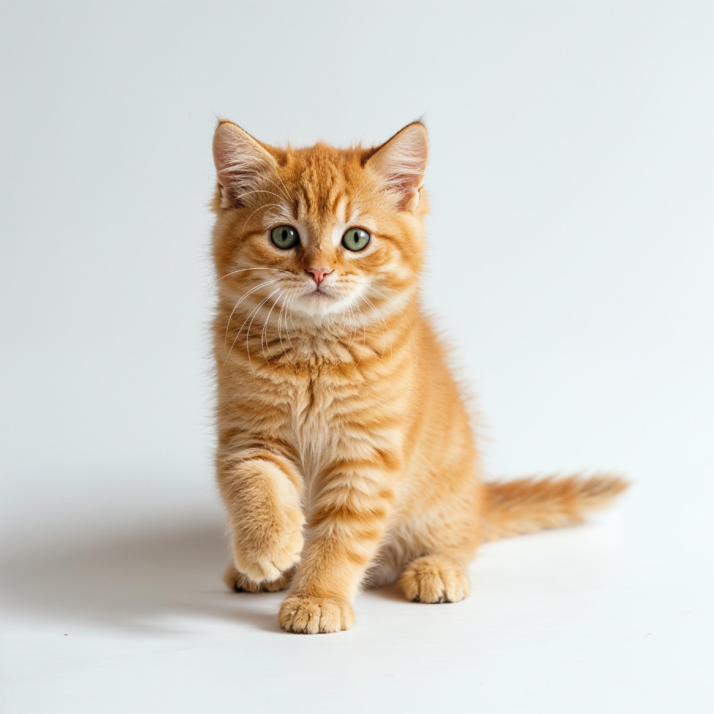 Domestic Cat Isolated on White Background Studio Portrait