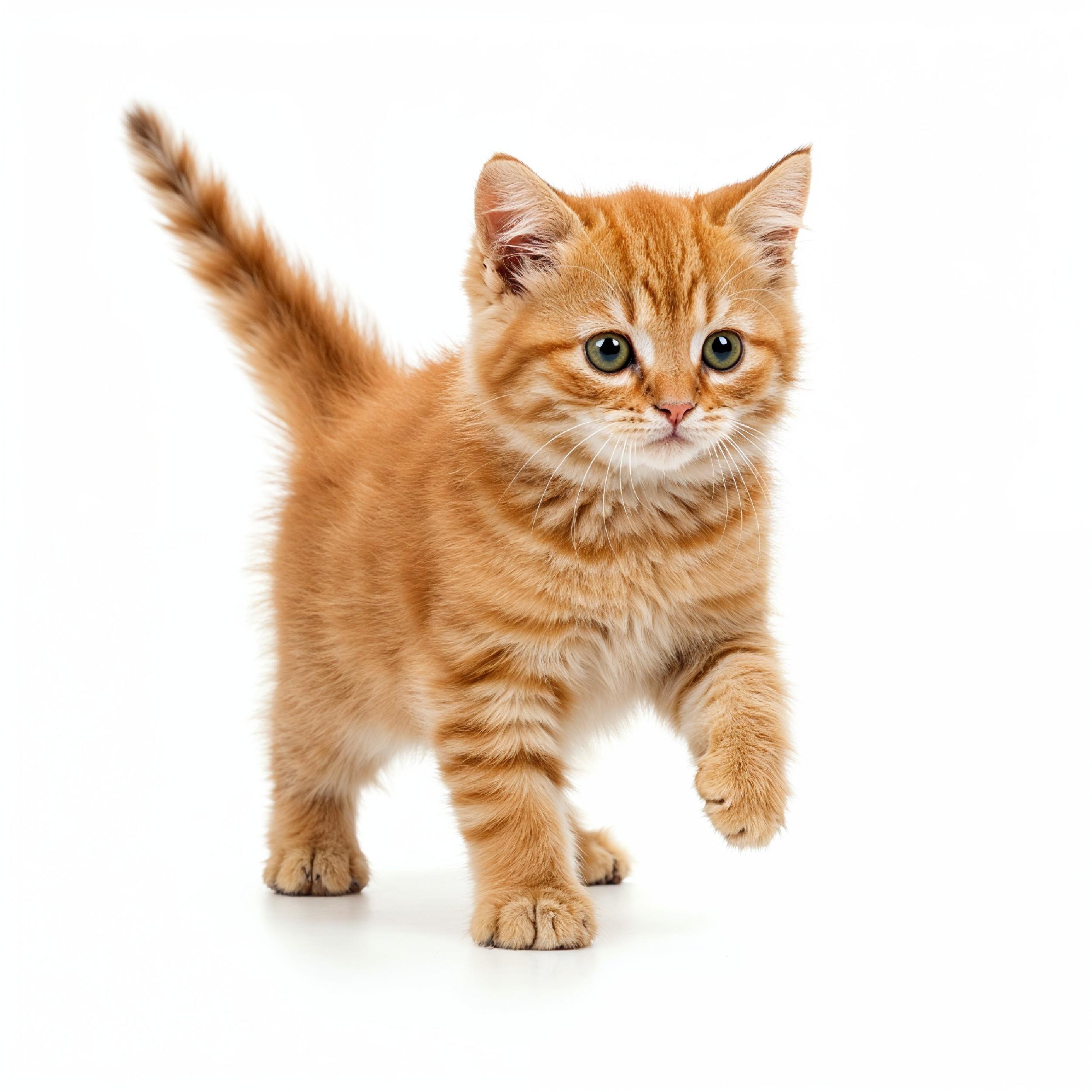 Domestic Cat Isolated on White Background Studio Portrait