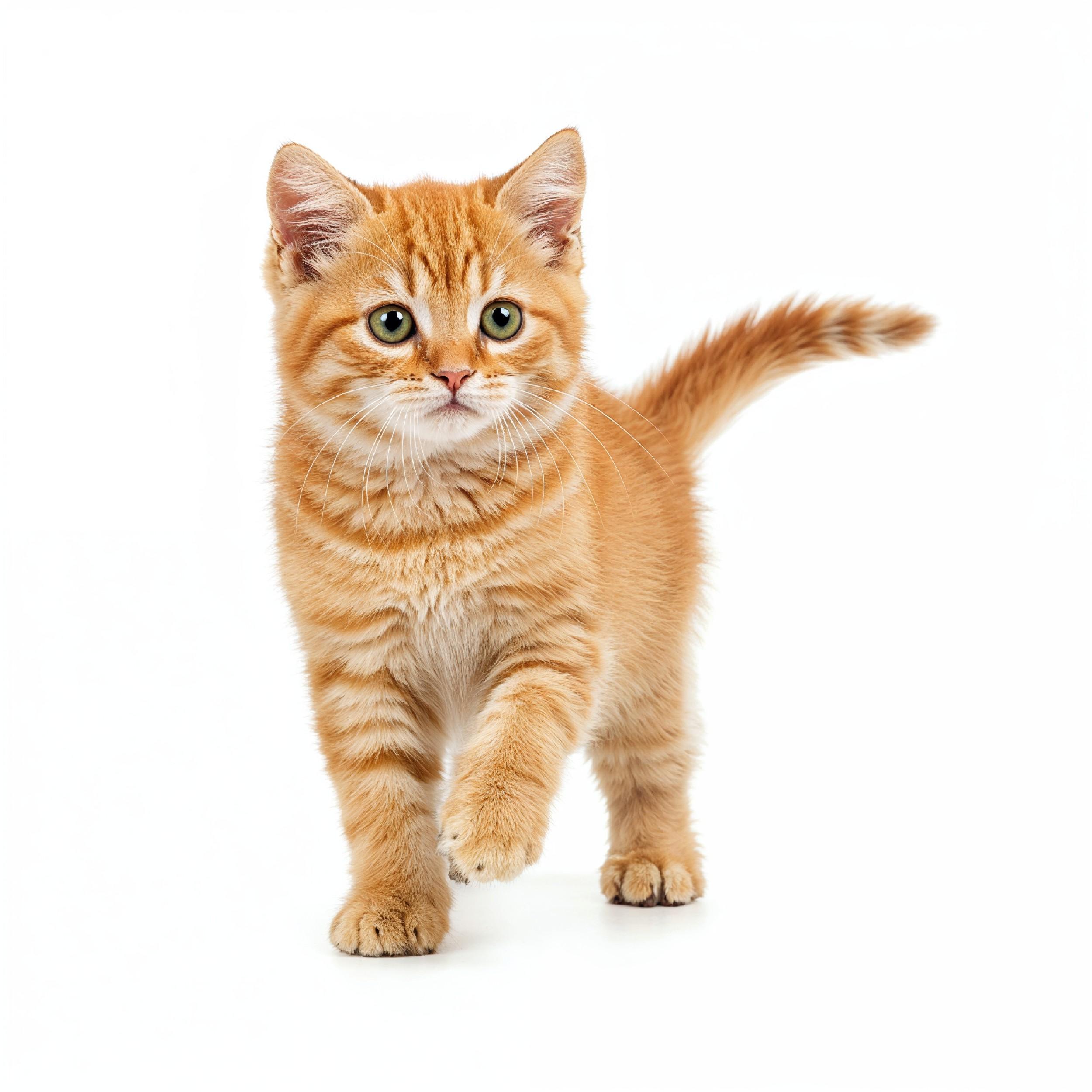 Domestic Cat Isolated on White Background Studio Portrait