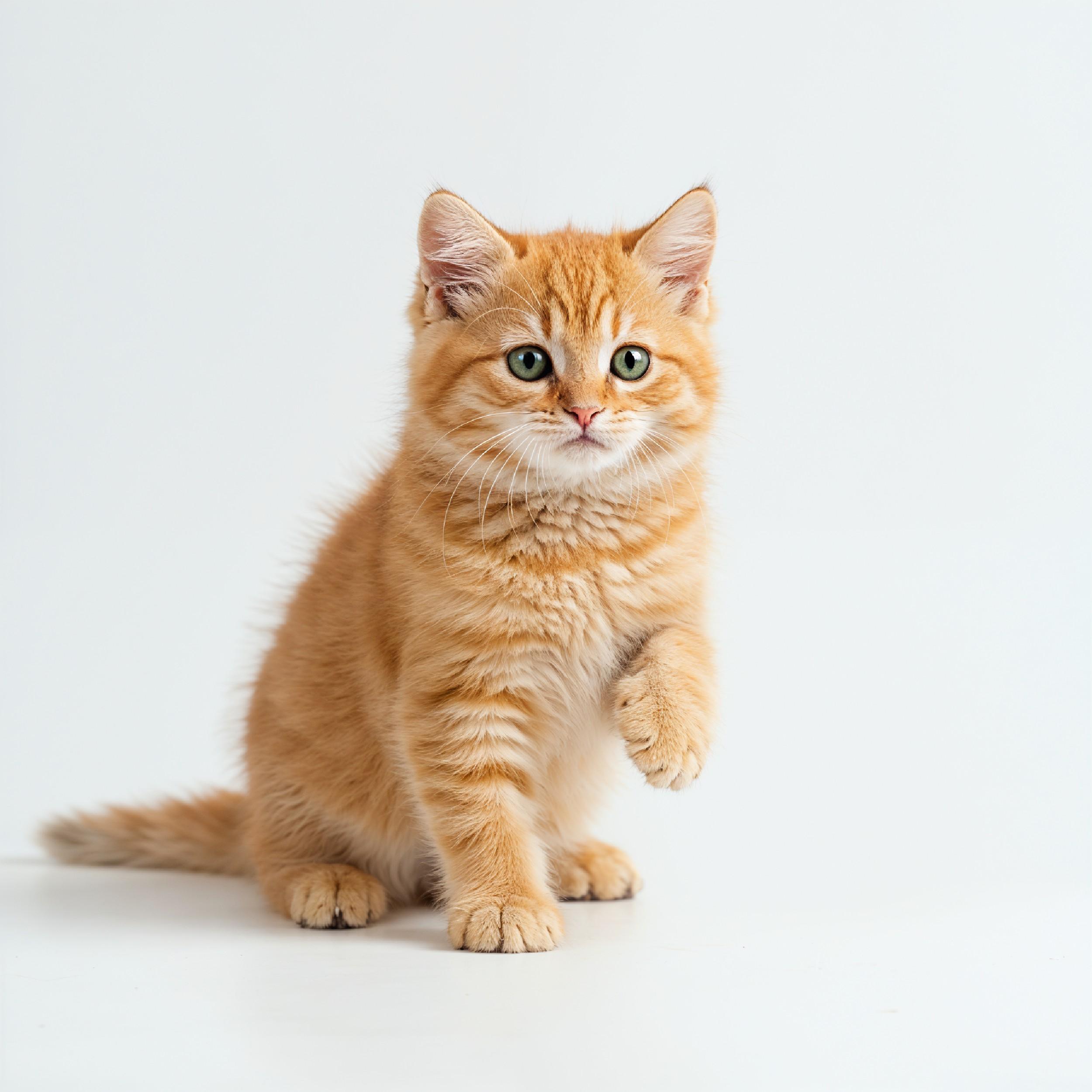 Domestic Cat Isolated on White Background Studio Portrait