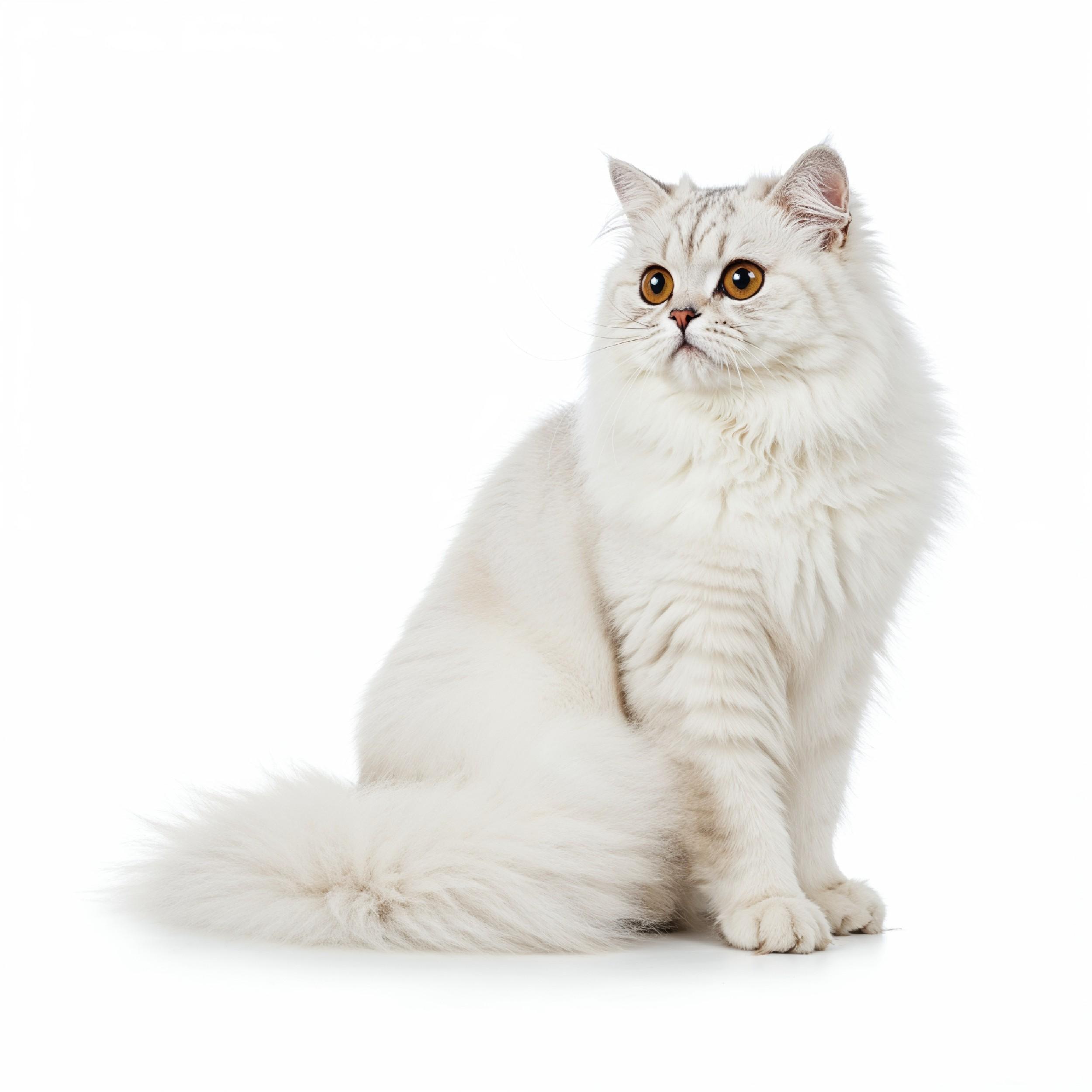 Domestic Cat Isolated on White Background Studio Portrait