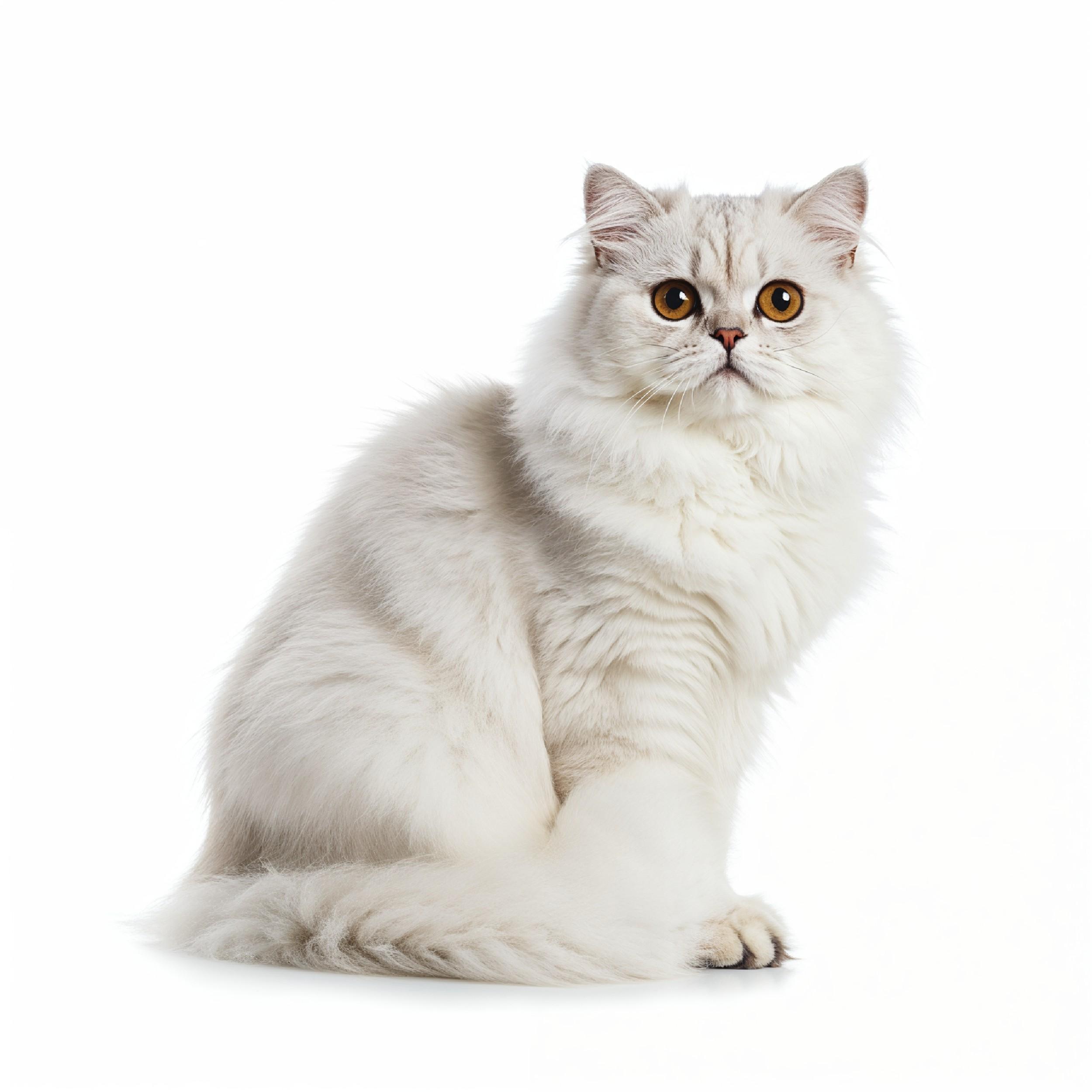Domestic Cat Isolated on White Background Studio Portrait