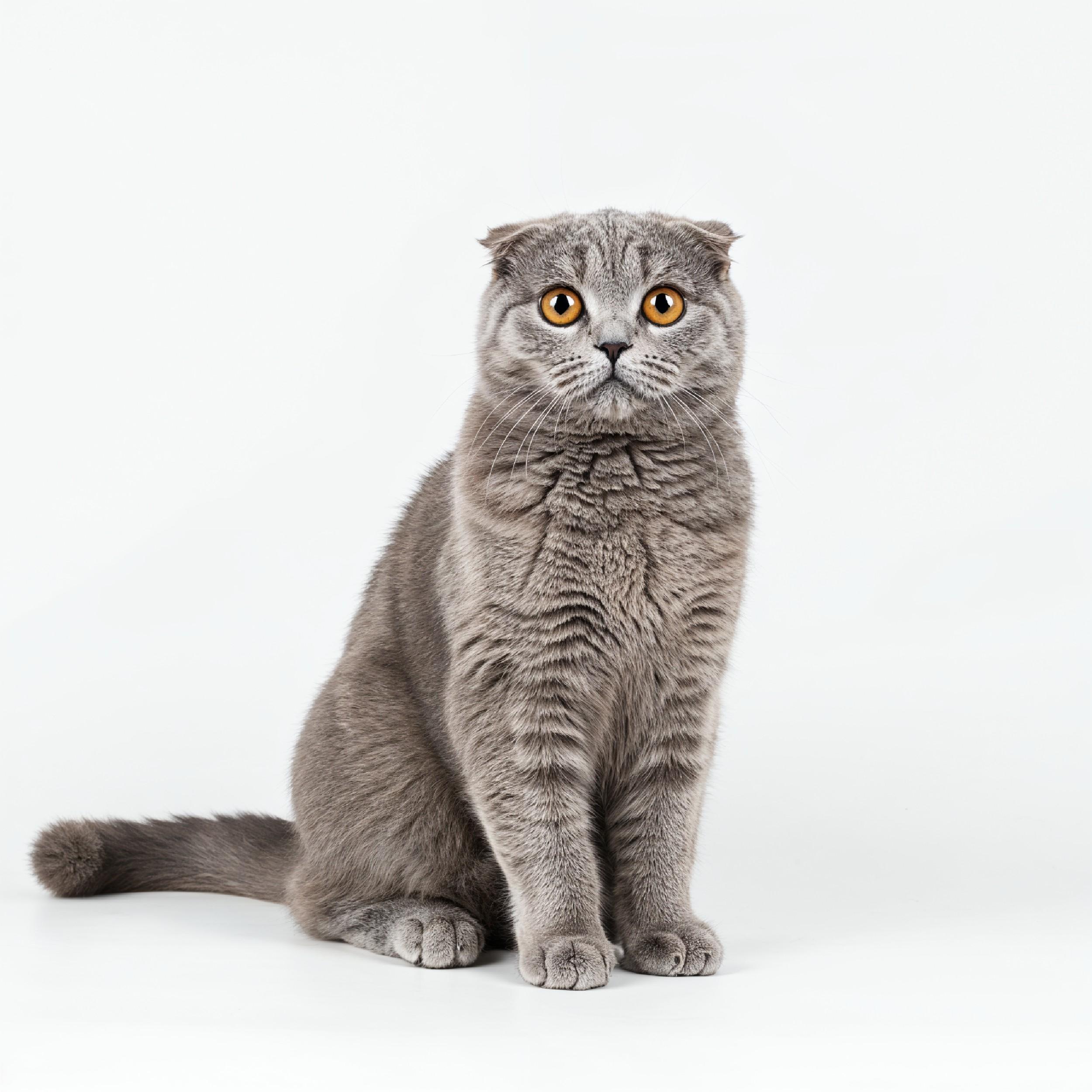 Domestic Cat Isolated on White Background Studio Portrait