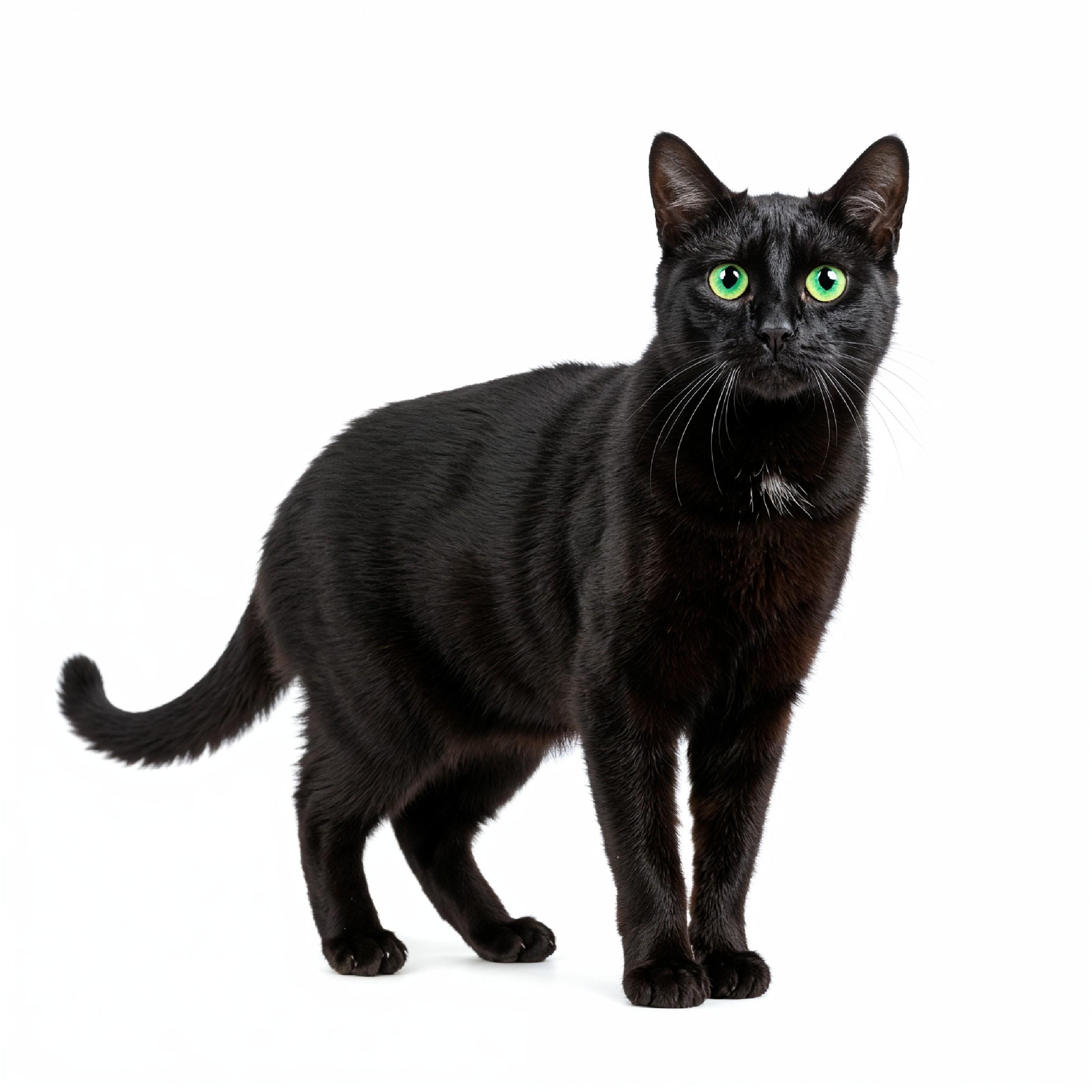 Domestic Cat Isolated on White Background Studio Portrait