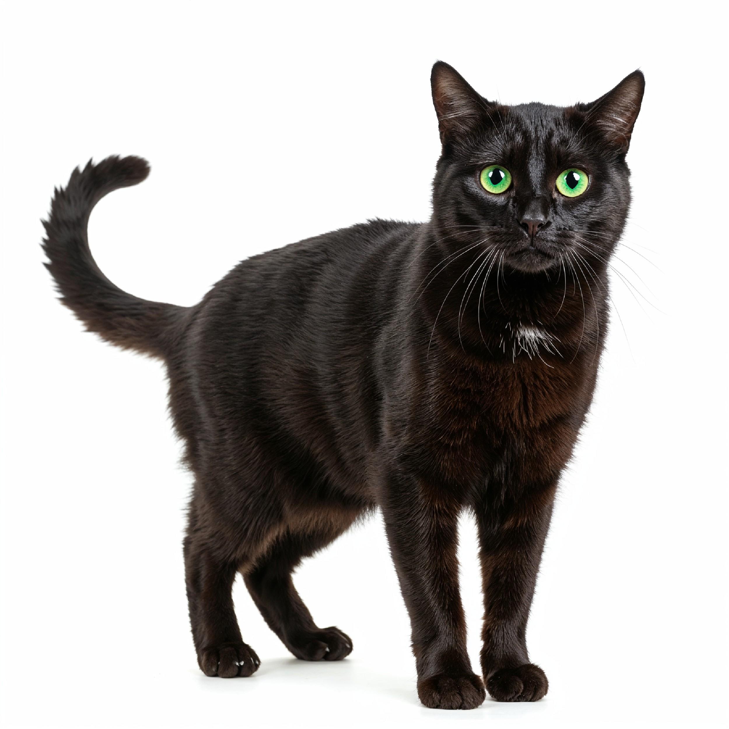 Domestic Cat Isolated on White Background Studio Portrait
