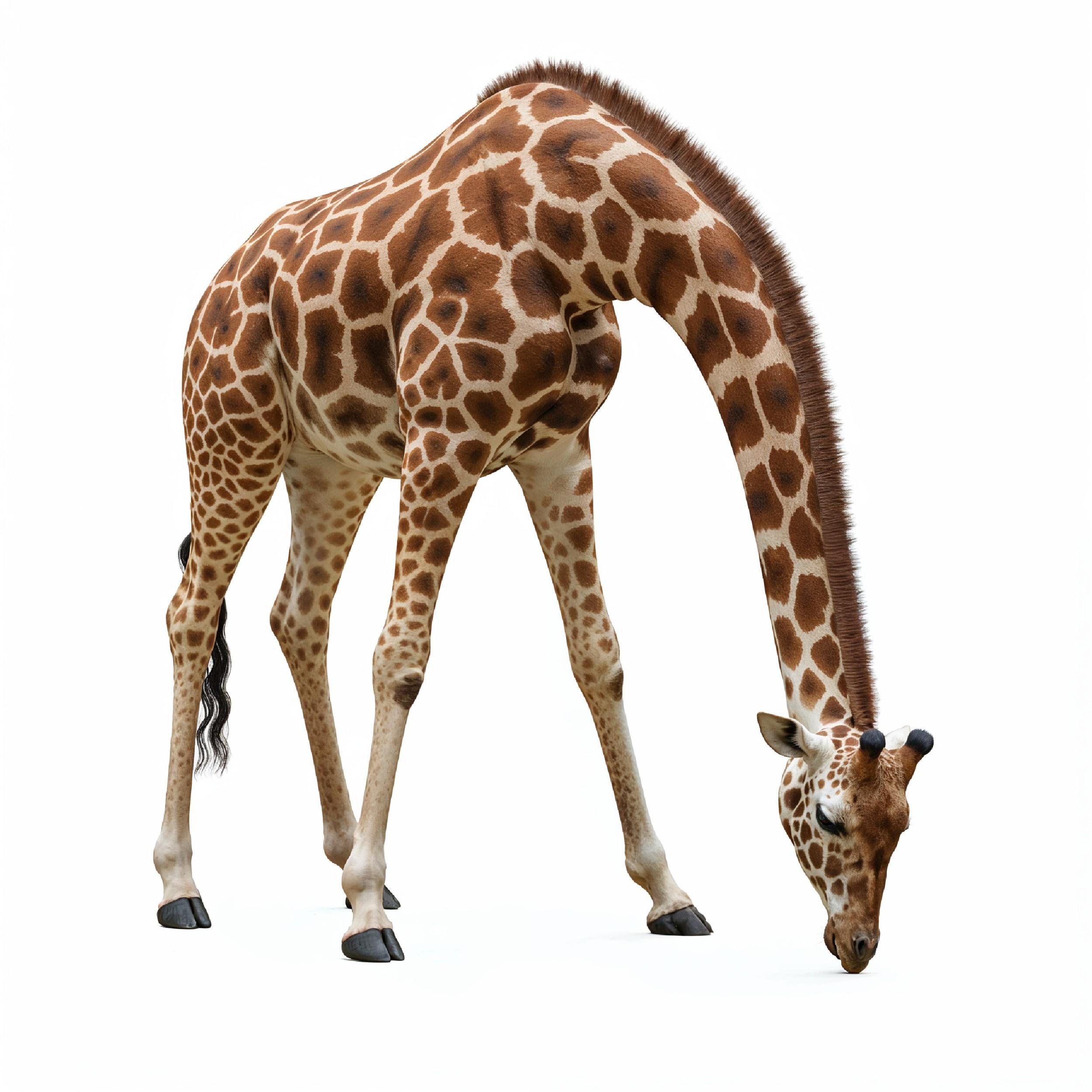 Giraffe Isolated on White Background Wildlife Studio Portrait