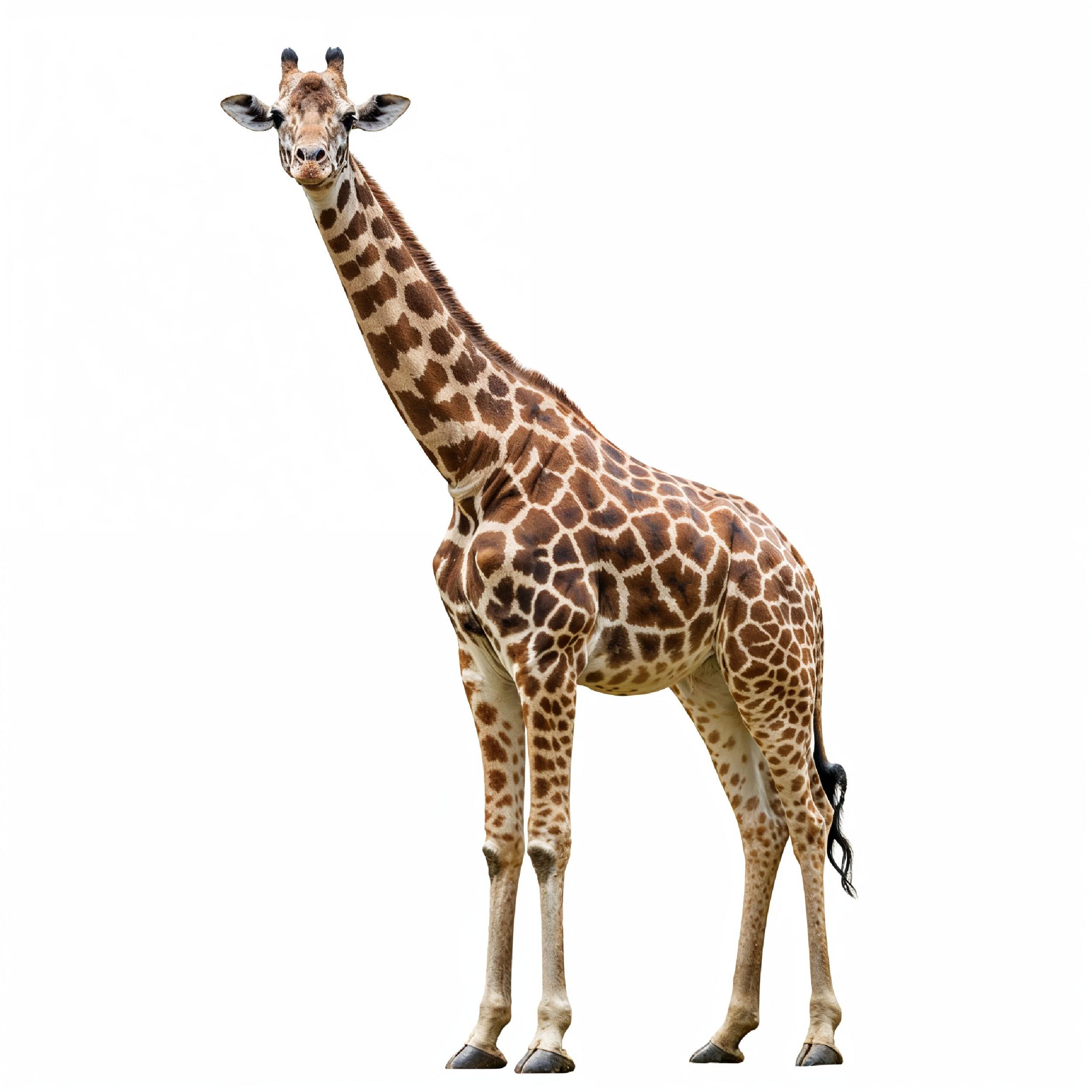 Giraffe Isolated on White Background Wildlife Studio Portrait