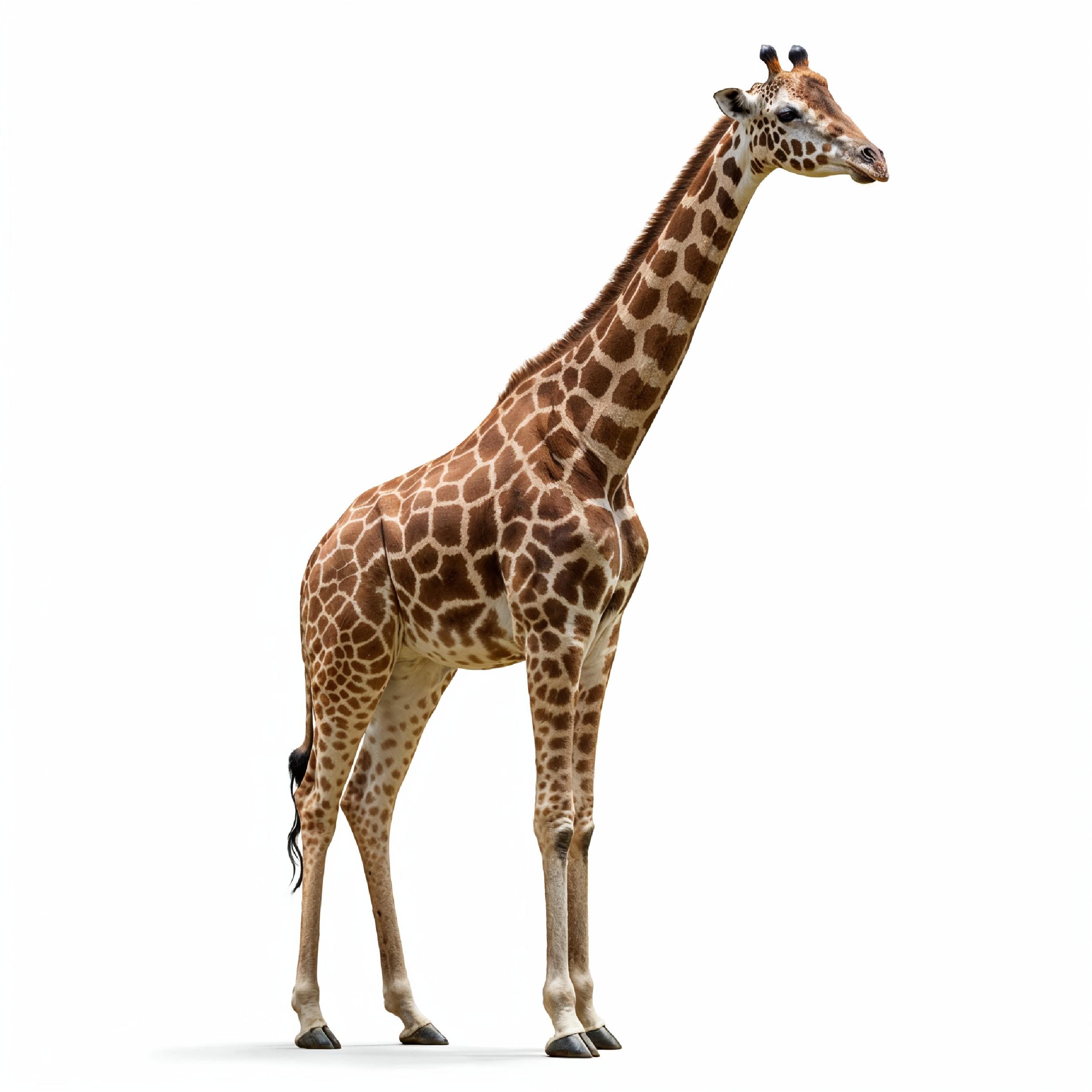 Giraffe Isolated on White Background Wildlife Studio Portrait
