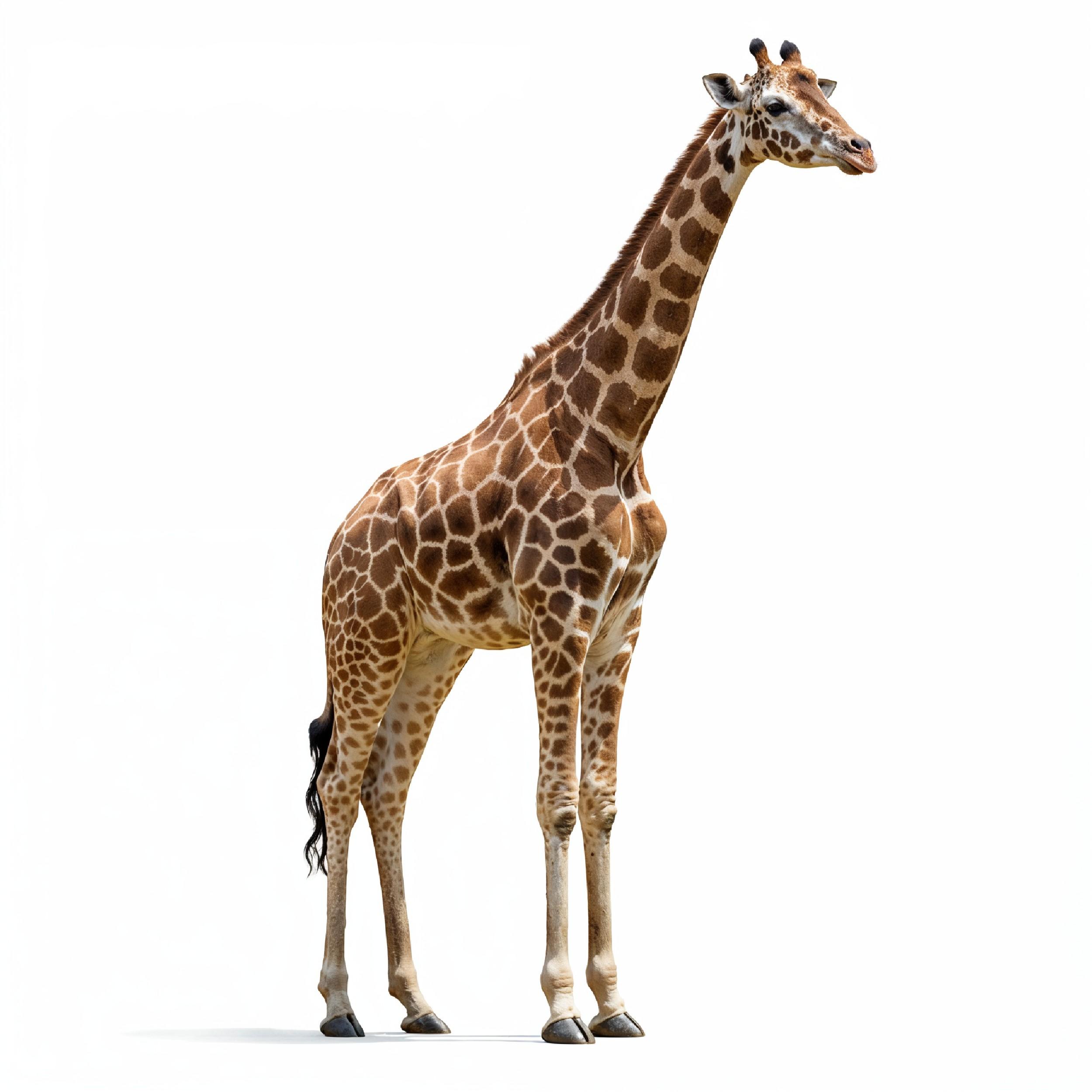 Giraffe Isolated on White Background Wildlife Studio Portrait