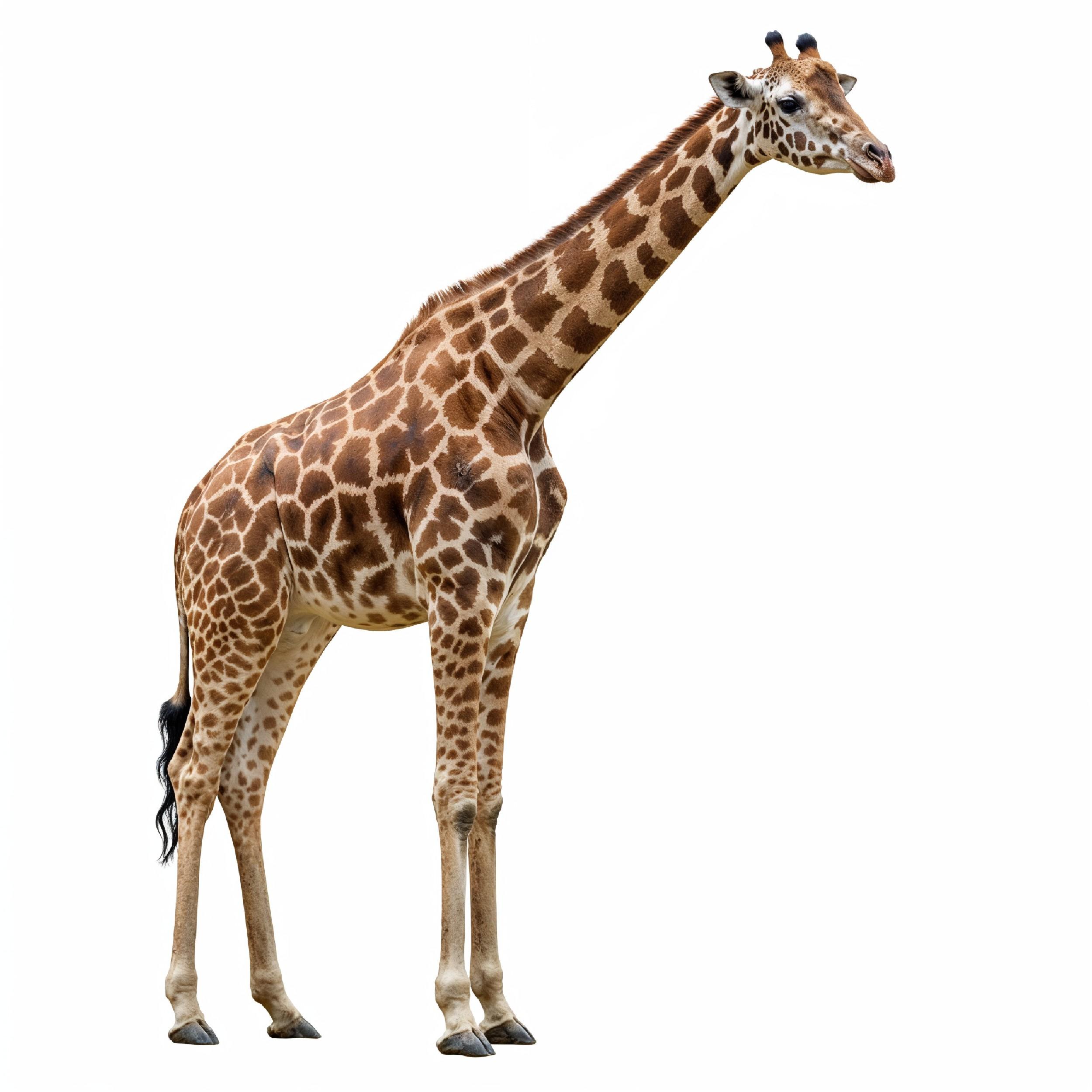 Giraffe Isolated on White Background Wildlife Studio Portrait