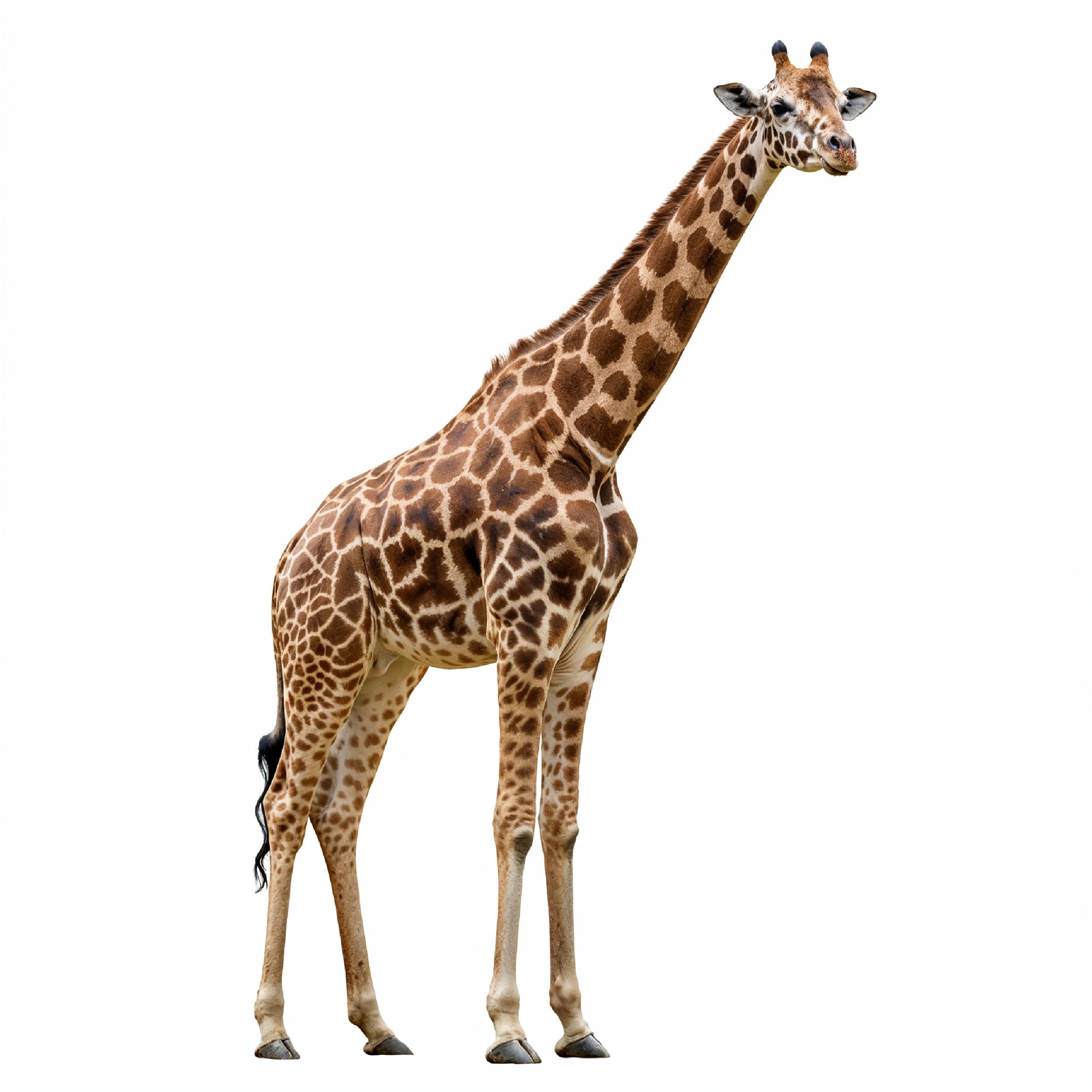 Giraffe Isolated on White Background Wildlife Studio Portrait