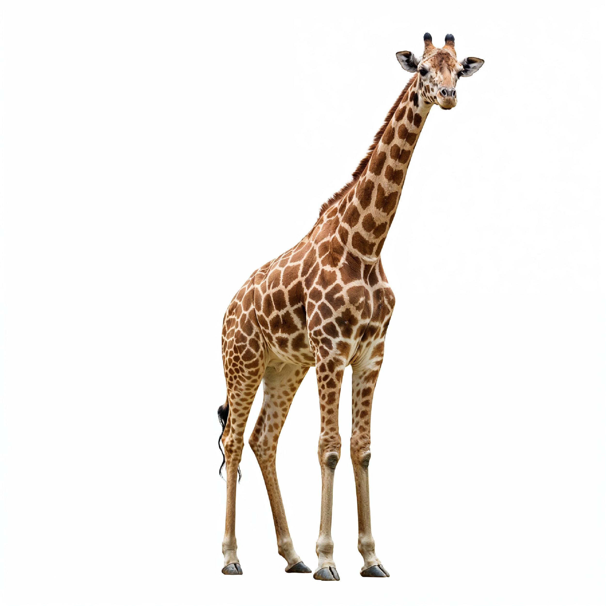 Giraffe Isolated on White Background Wildlife Studio Portrait