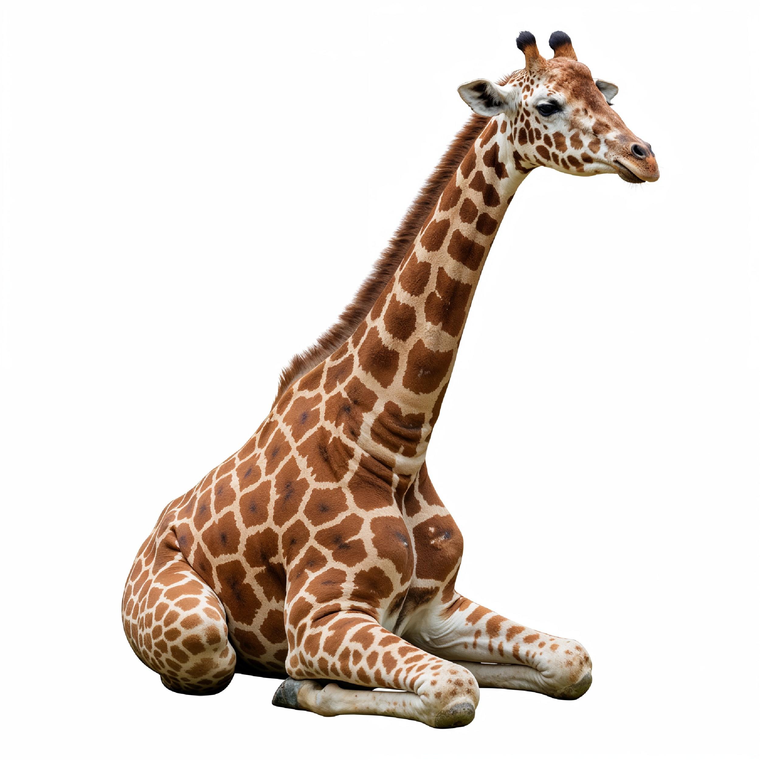 Giraffe Isolated on White Background Wildlife Studio Portrait