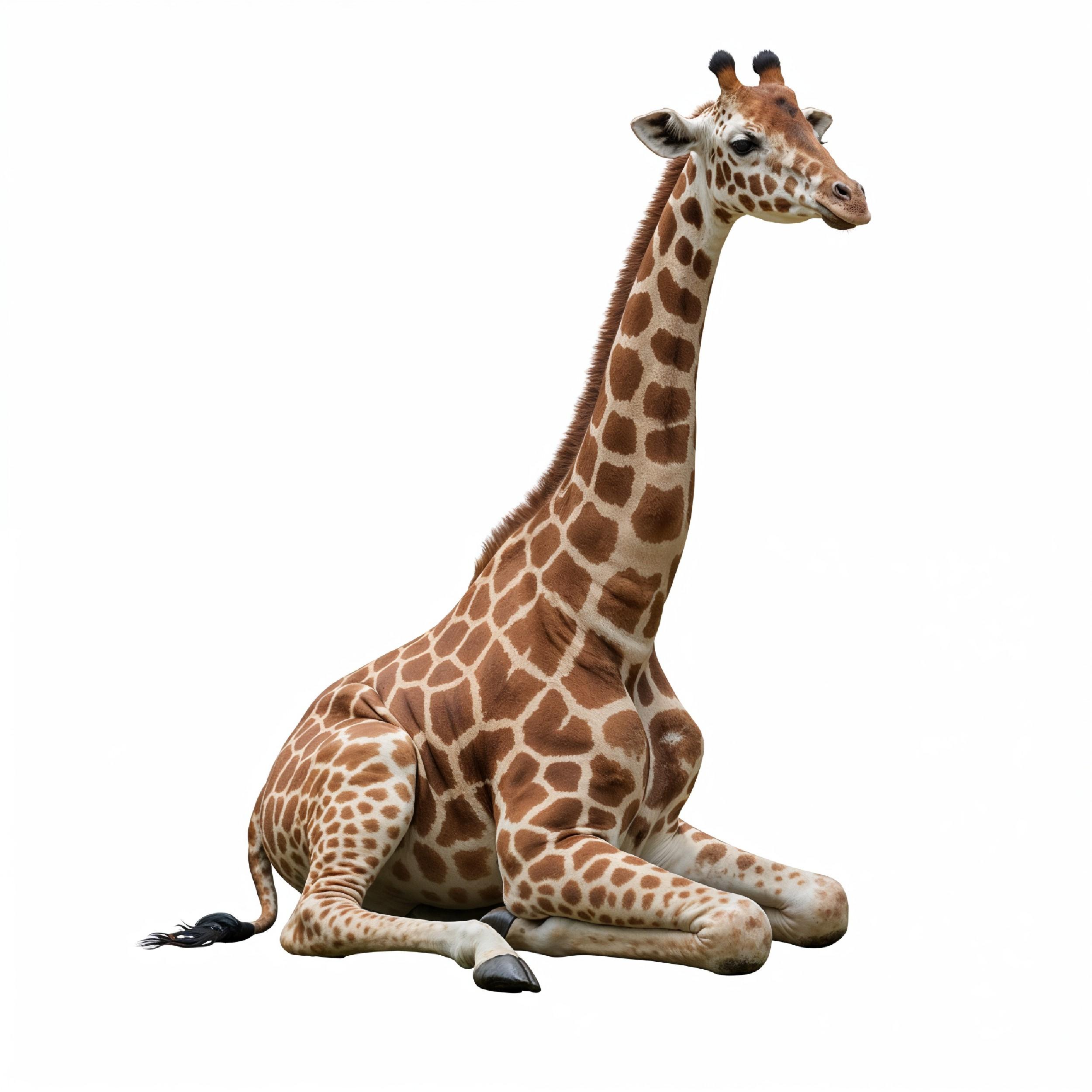 Giraffe Isolated on White Background Wildlife Studio Portrait