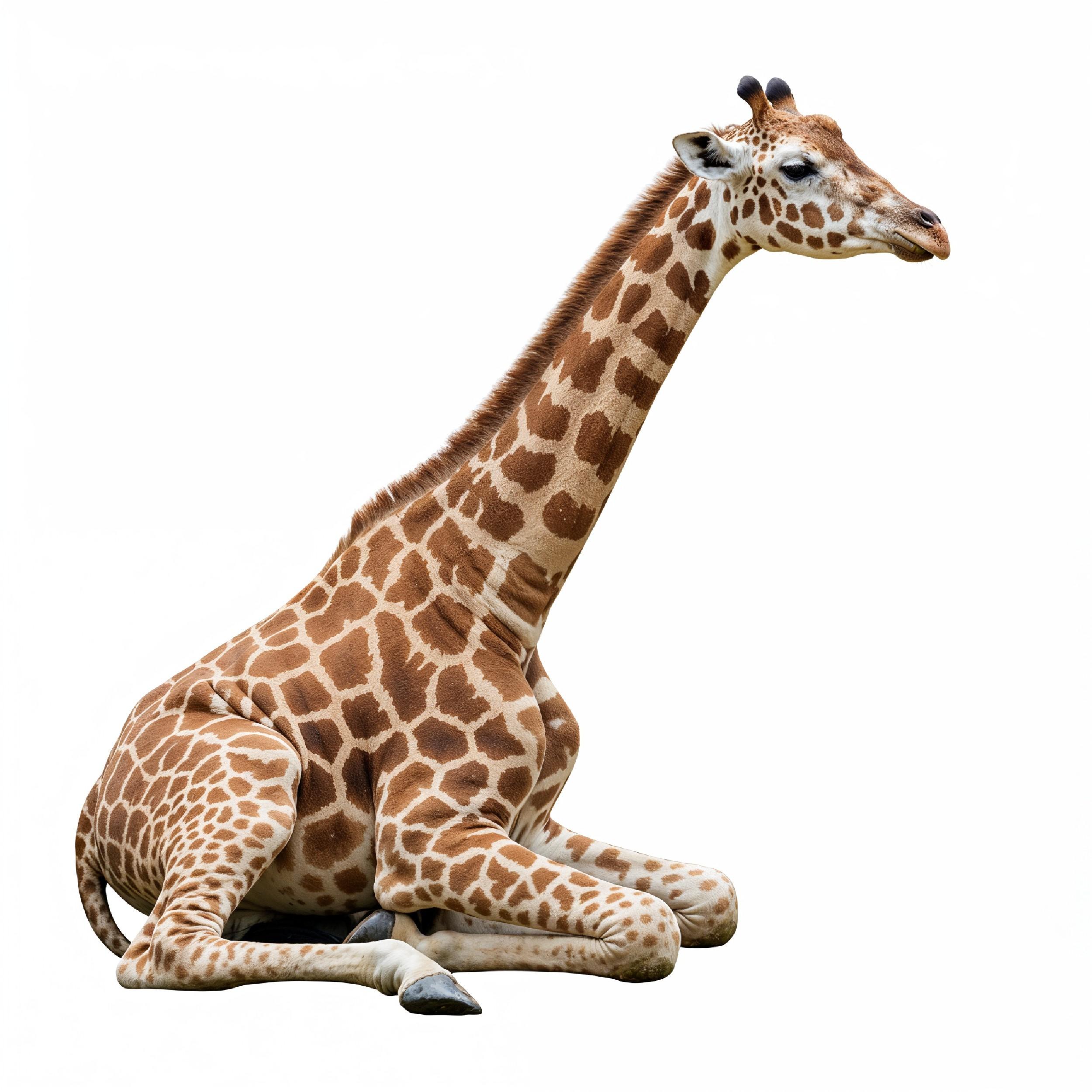 Giraffe Isolated on White Background Wildlife Studio Portrait