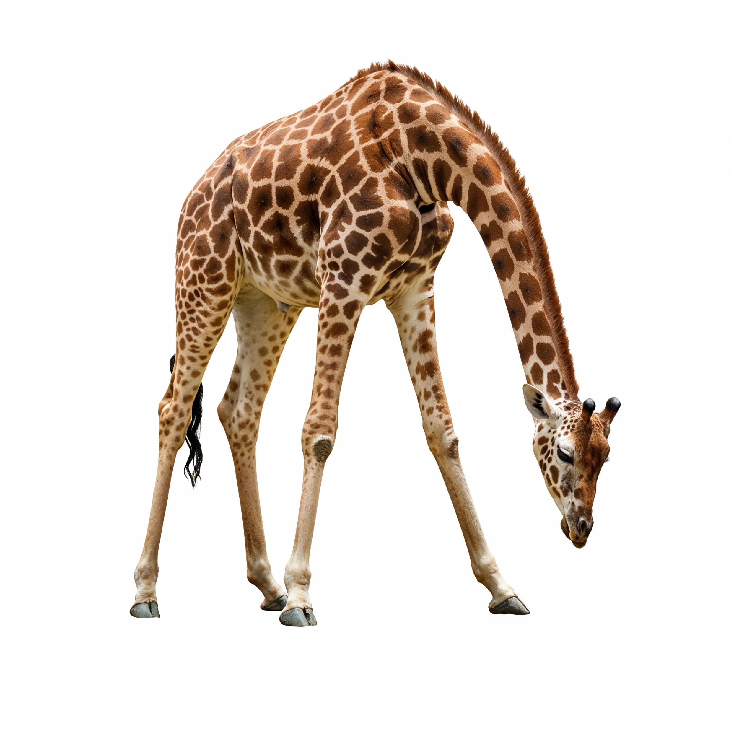 Giraffe Isolated on White Background Wildlife Studio Portrait