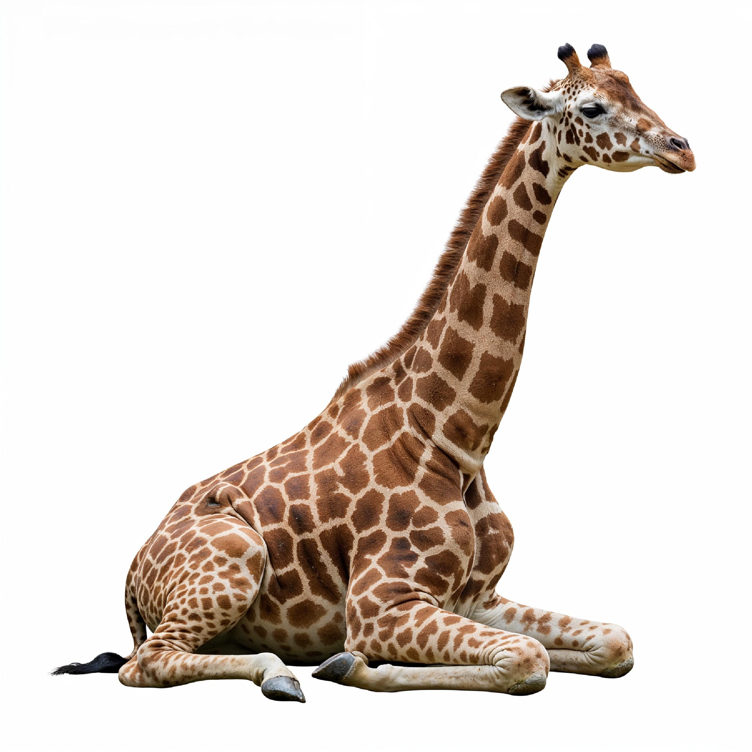 Giraffe Isolated on White Background Wildlife Studio Portrait