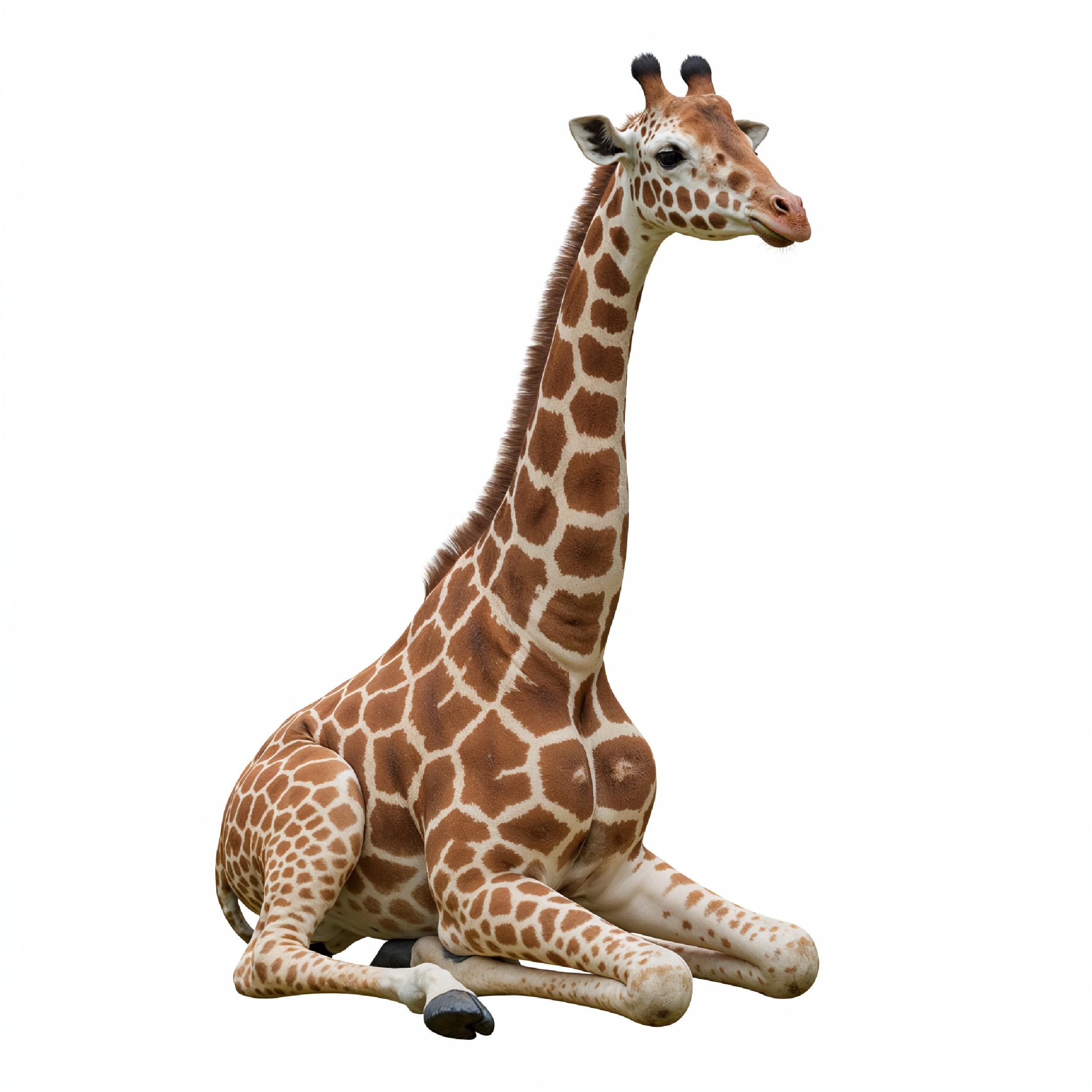 Giraffe Isolated on White Background Wildlife Studio Portrait