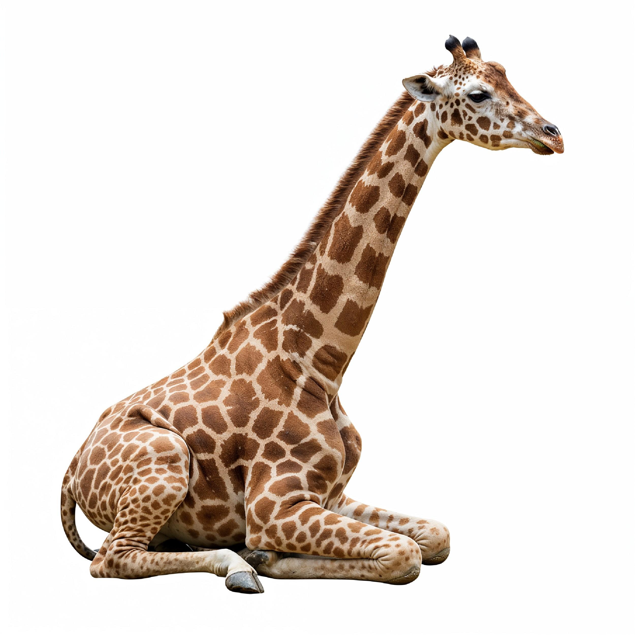 Giraffe Isolated on White Background Wildlife Studio Portrait