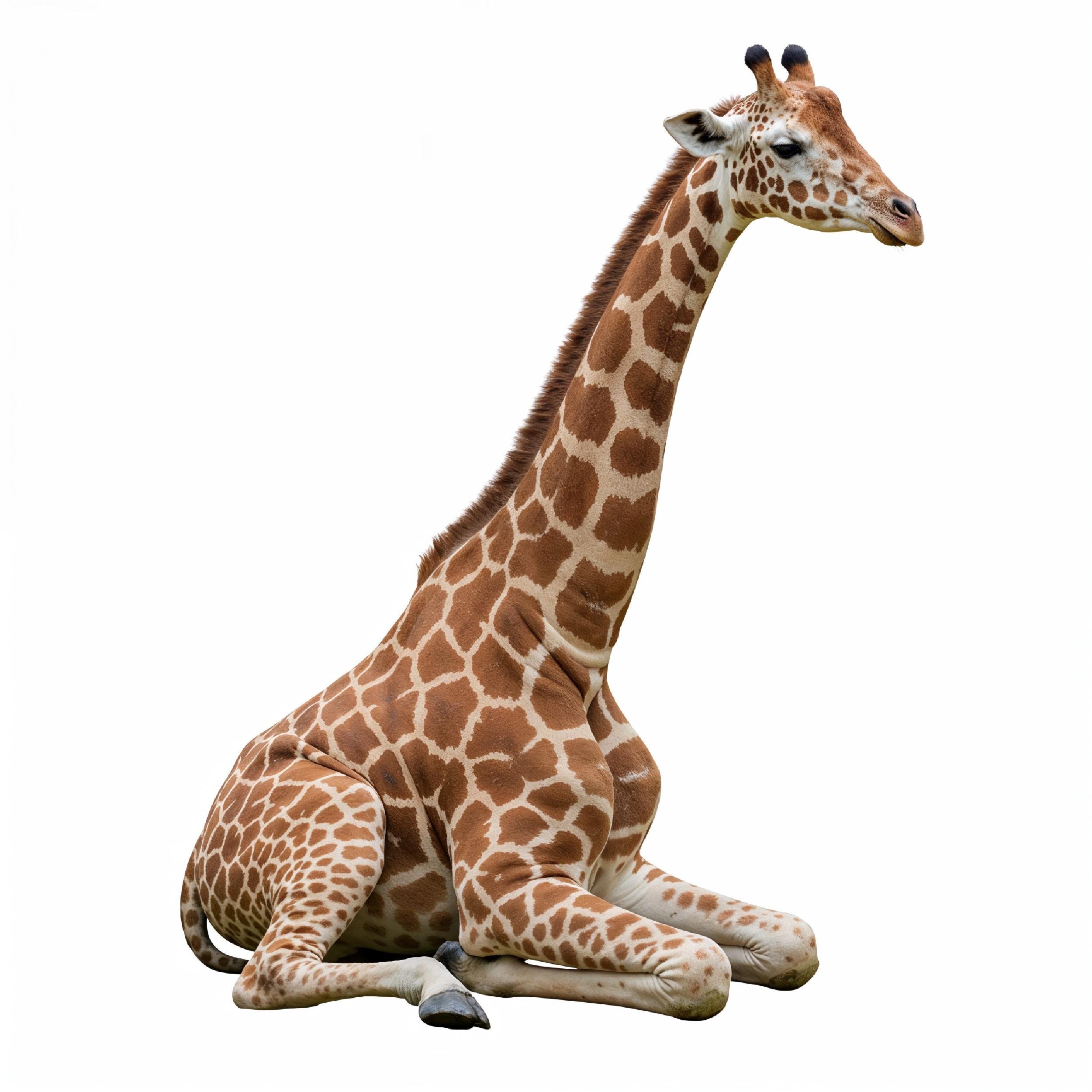 Giraffe Isolated on White Background Wildlife Studio Portrait