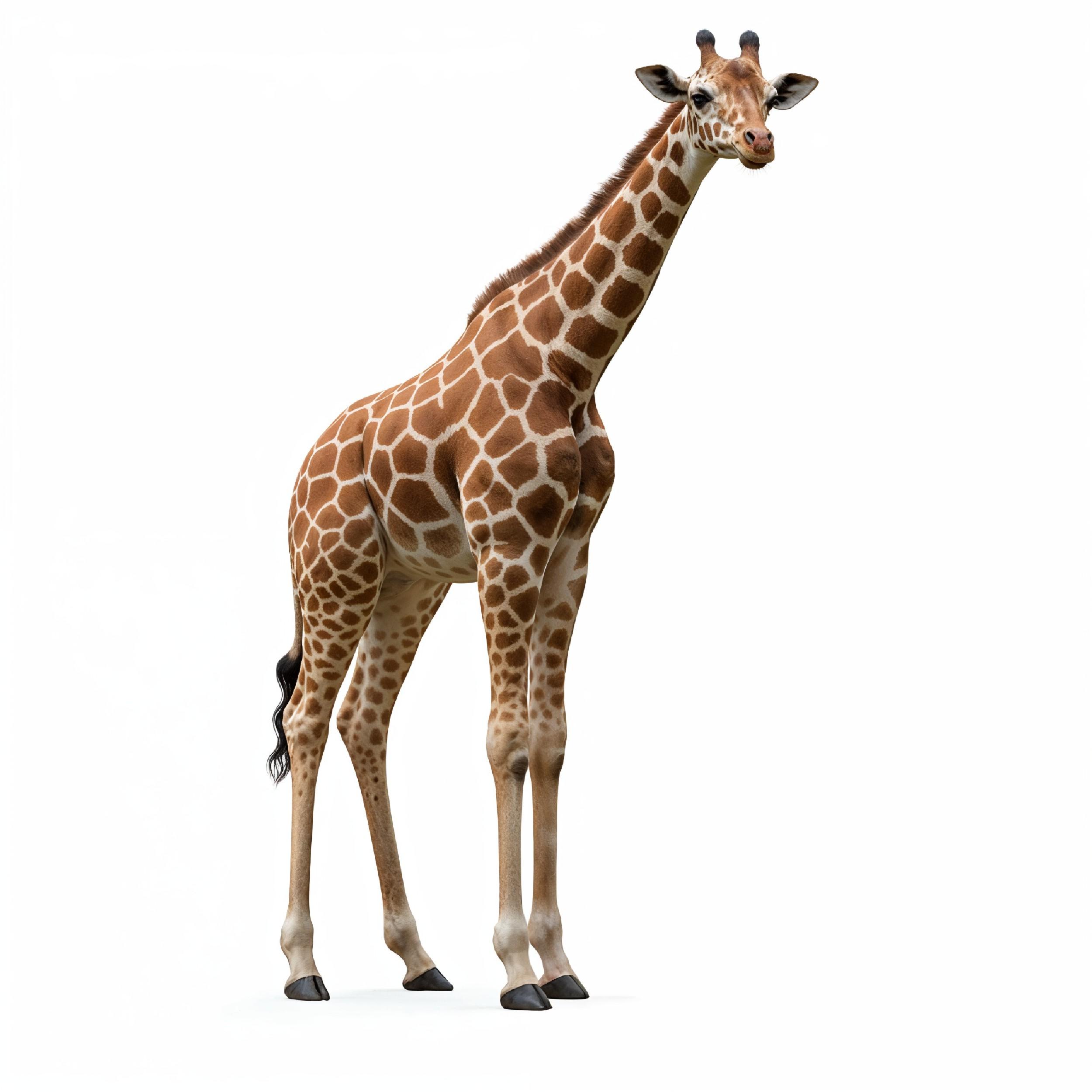 Giraffe Isolated on White Background Wildlife Studio Portrait