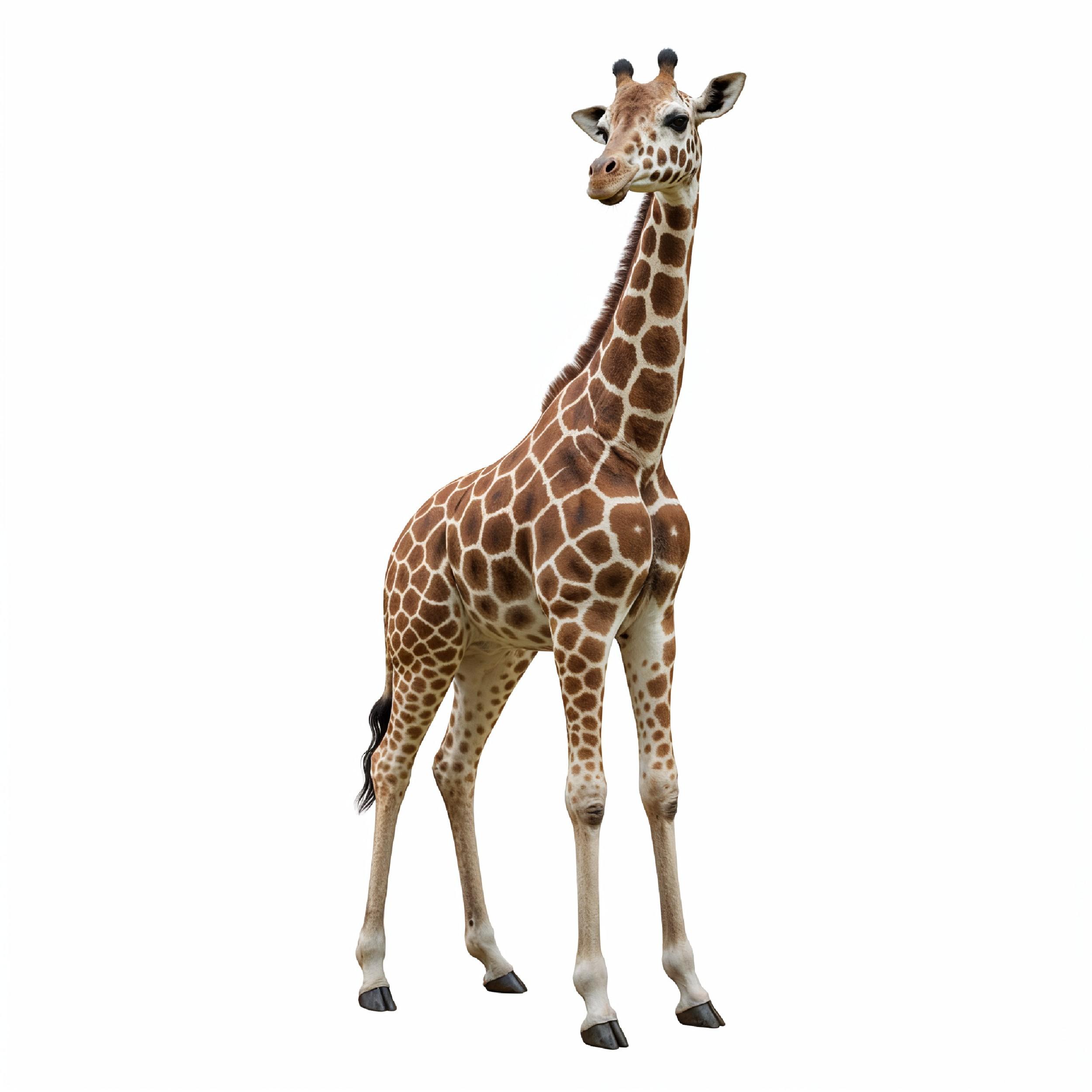 Giraffe Isolated on White Background Wildlife Studio Portrait
