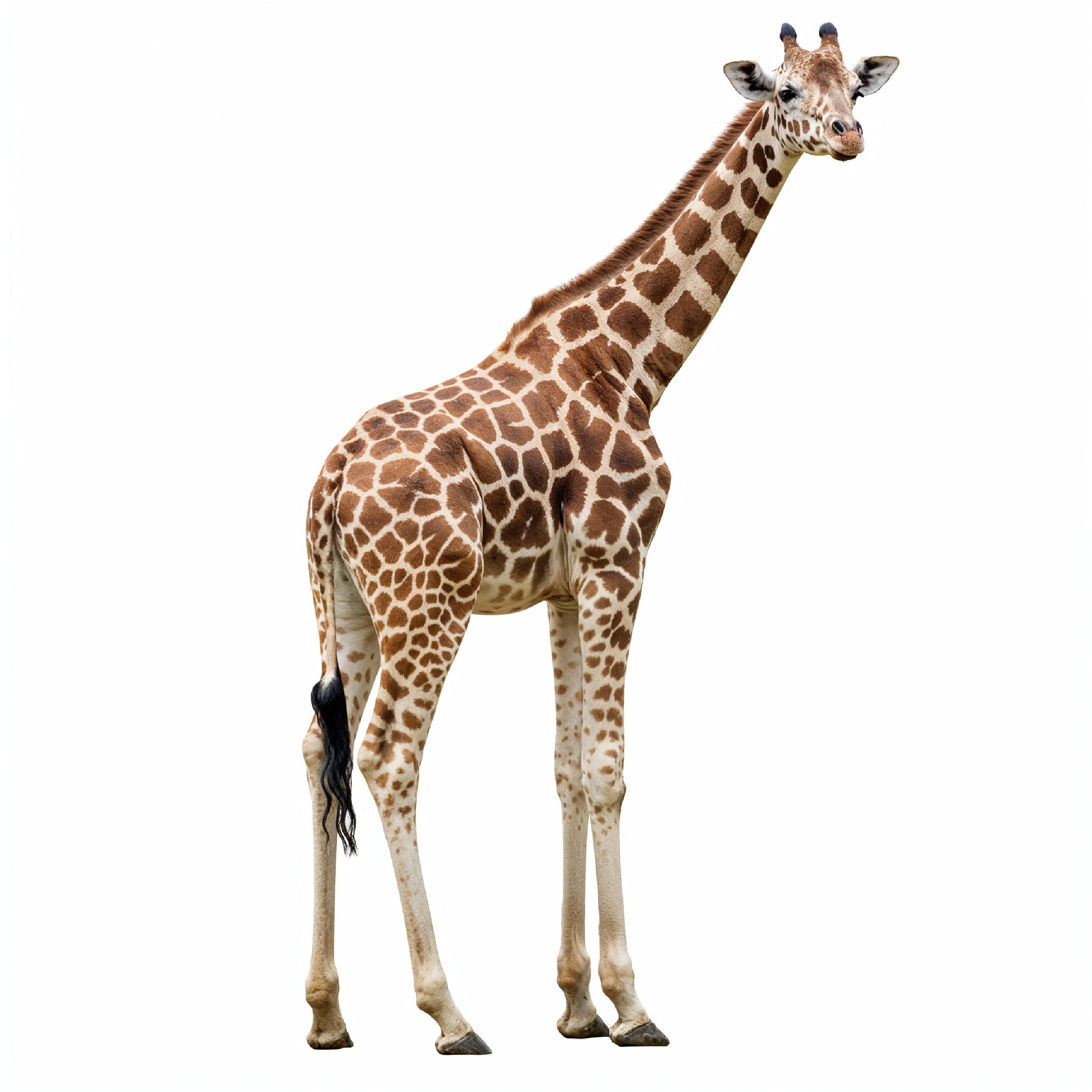 Giraffe Isolated on White Background Wildlife Studio Portrait