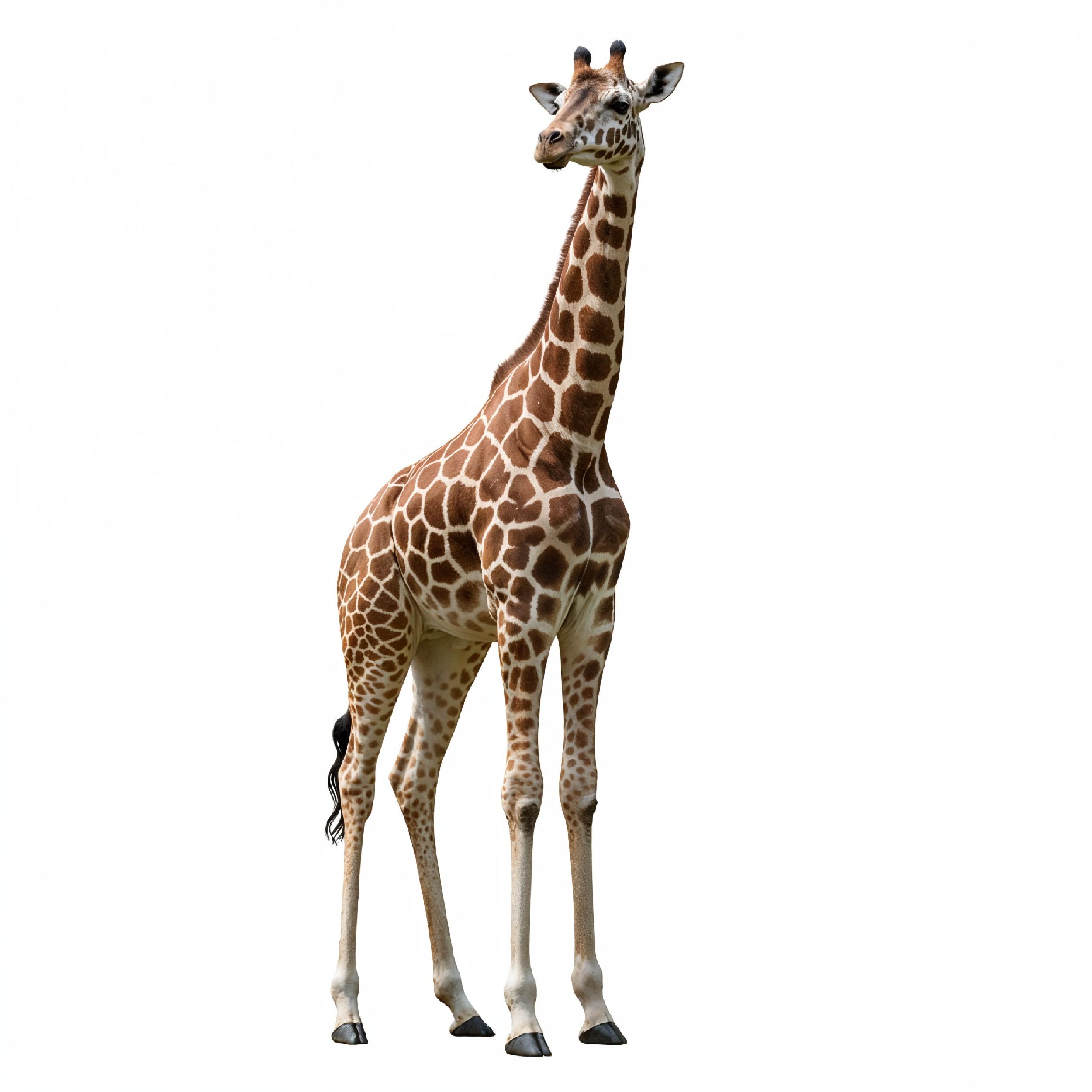 Giraffe Isolated on White Background Wildlife Studio Portrait