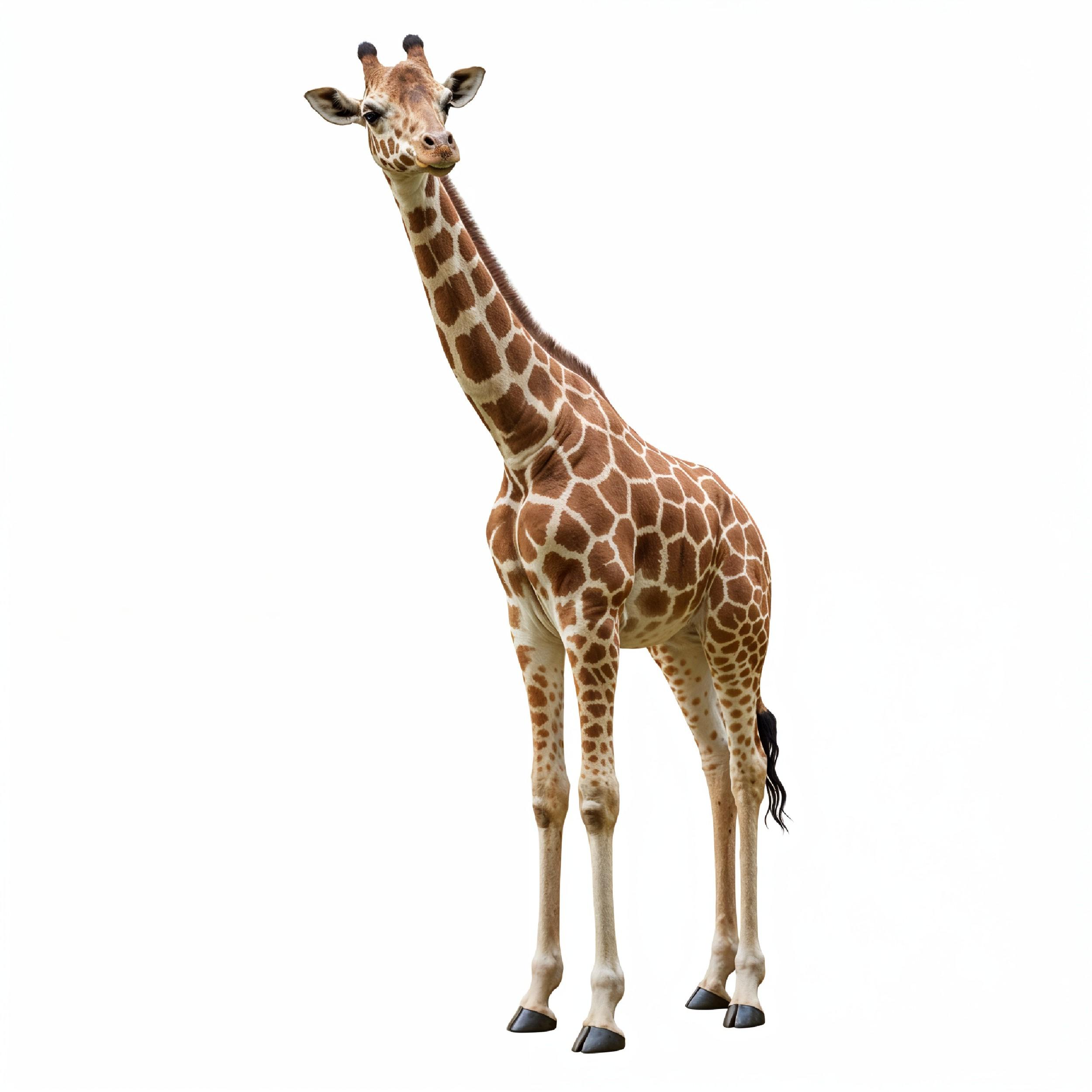 Giraffe Isolated on White Background Wildlife Studio Portrait