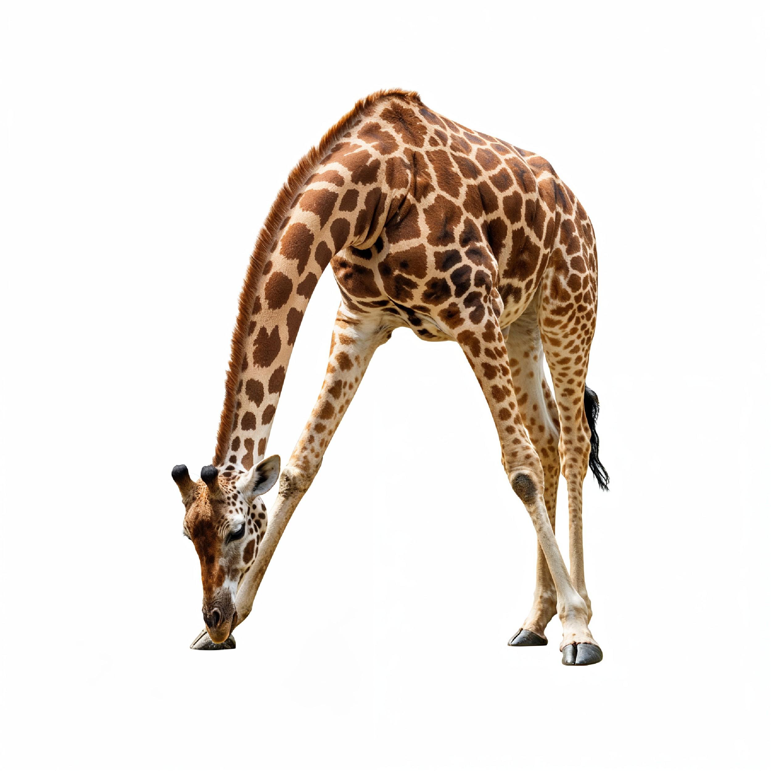 Giraffe Isolated on White Background Wildlife Studio Portrait