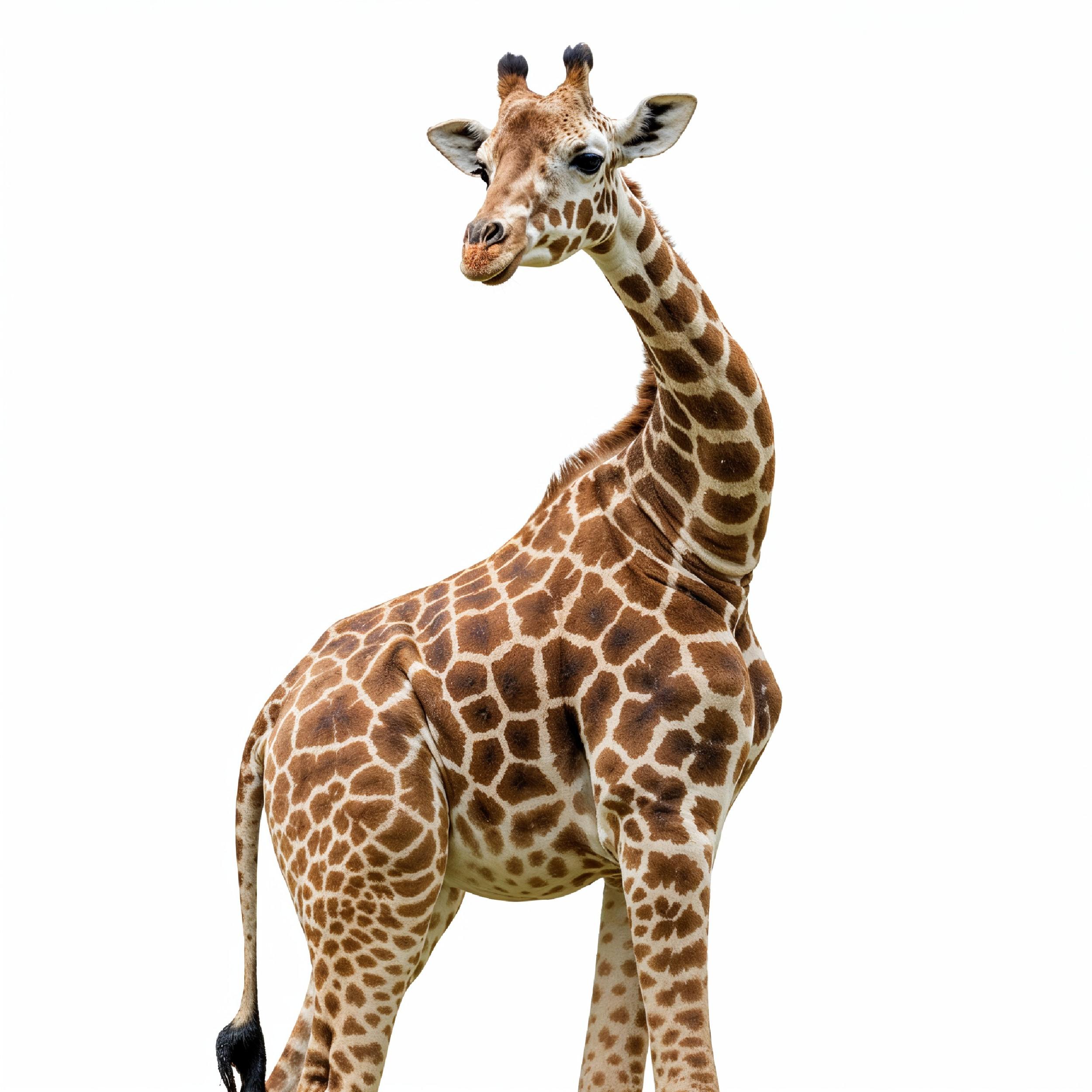 Giraffe Isolated on White Background Wildlife Studio Portrait