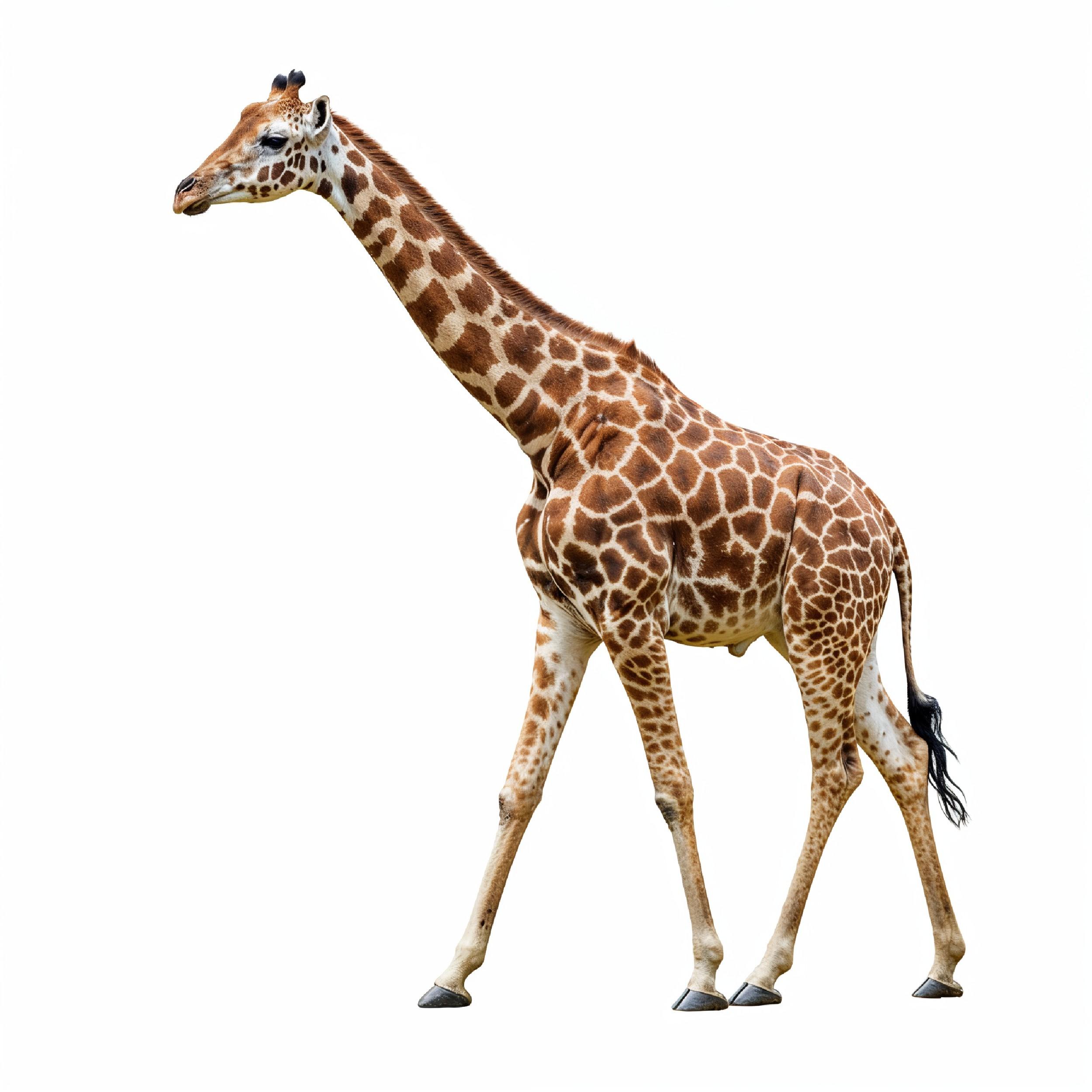 Giraffe Isolated on White Background Wildlife Studio Portrait