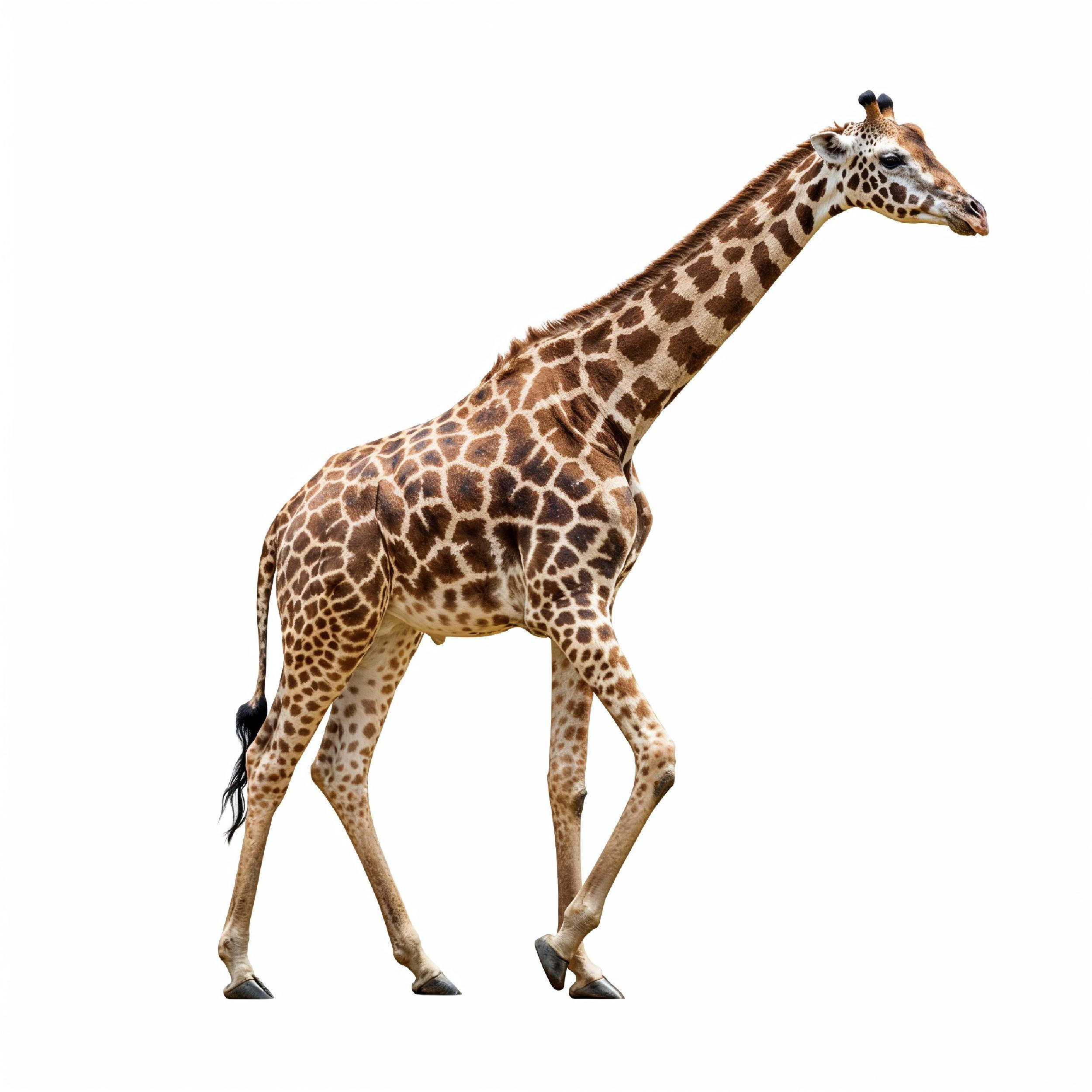 Giraffe Isolated on White Background Wildlife Studio Portrait