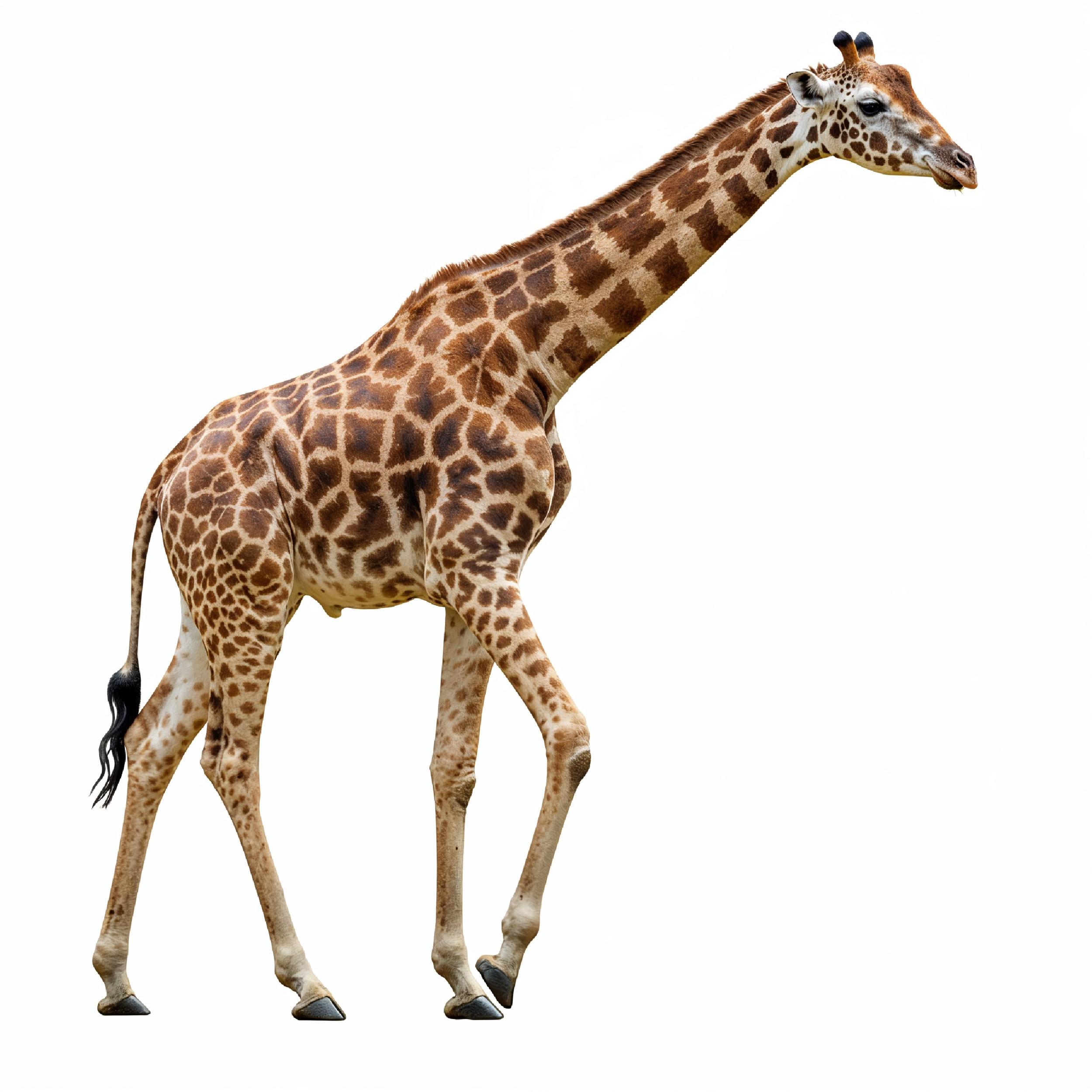 Giraffe Isolated on White Background Wildlife Studio Portrait