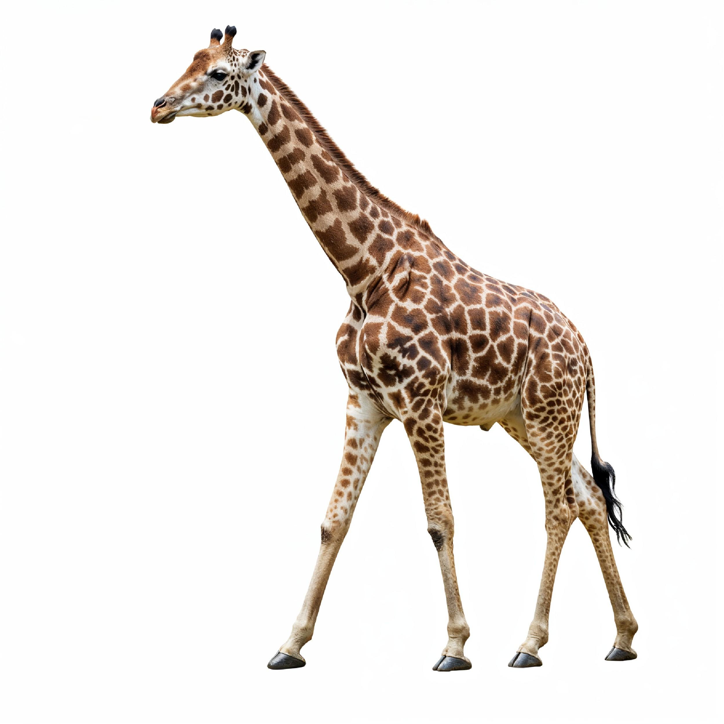 Giraffe Isolated on White Background Wildlife Studio Portrait