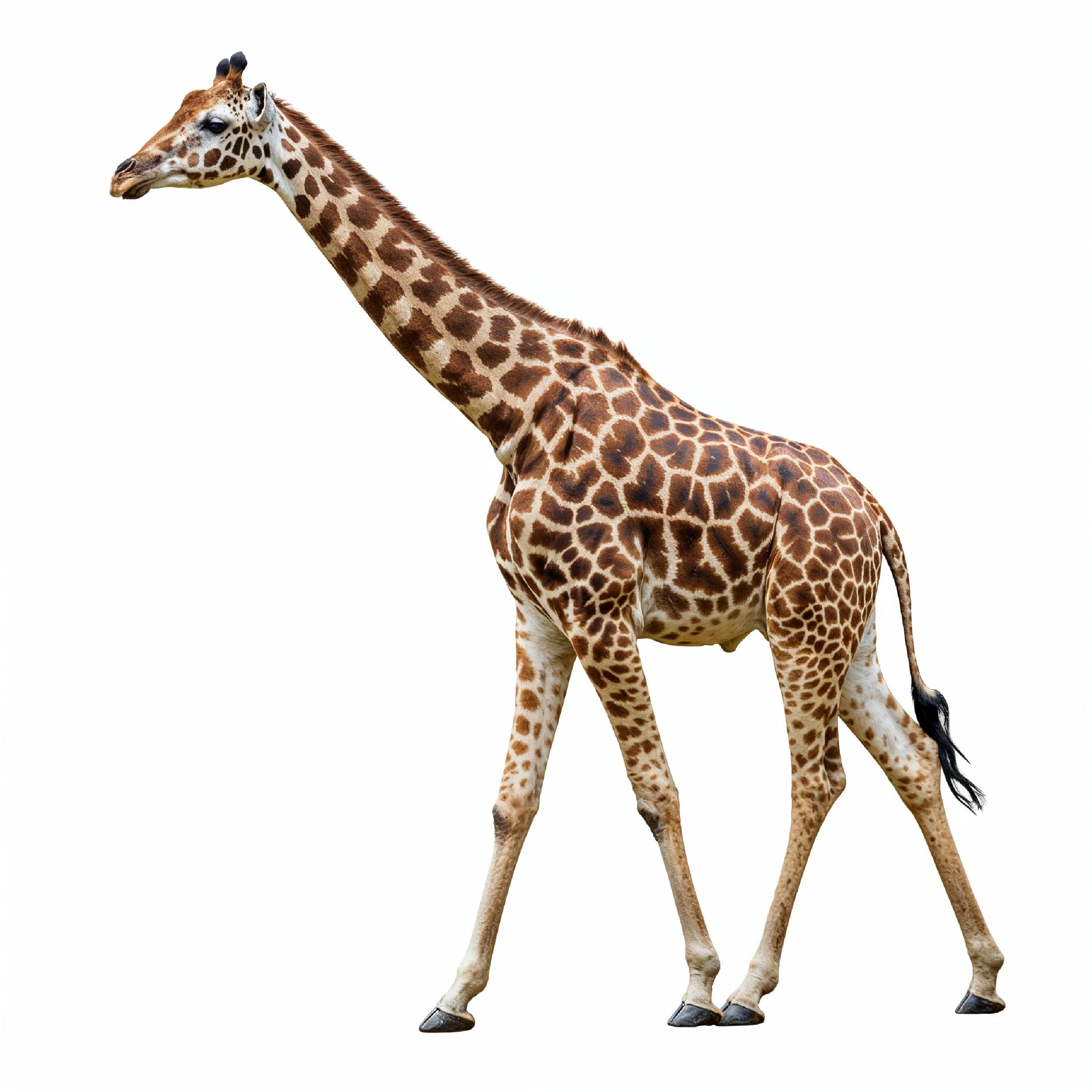 Giraffe Isolated on White Background Wildlife Studio Portrait