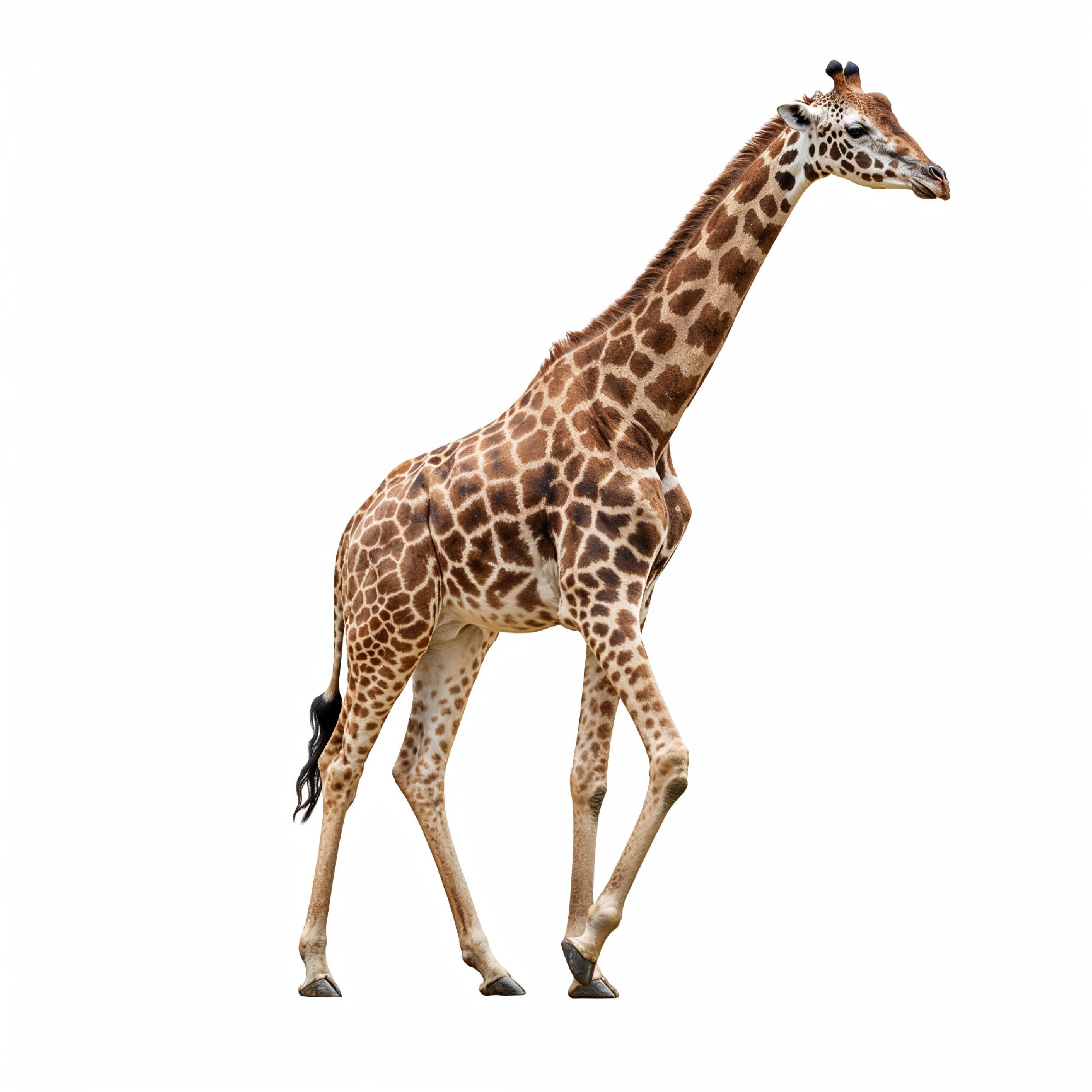 Giraffe Isolated on White Background Wildlife Studio Portrait